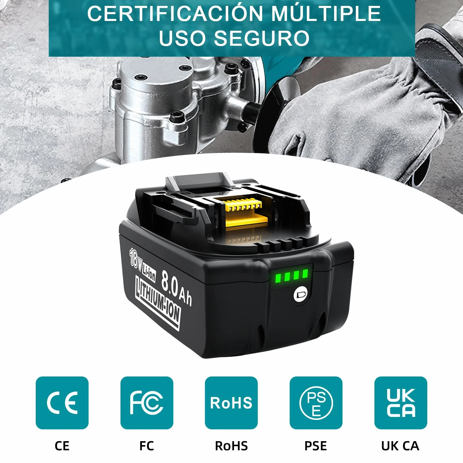 Batería de Repuesto para Makita 18V: 8000mAh Li-Ion Compatible con BL1860B BL1840 BL1830 BL1815 BL1835 BL1850B BL1845 194205 con batería de Herramientas LED (2 Unidades)