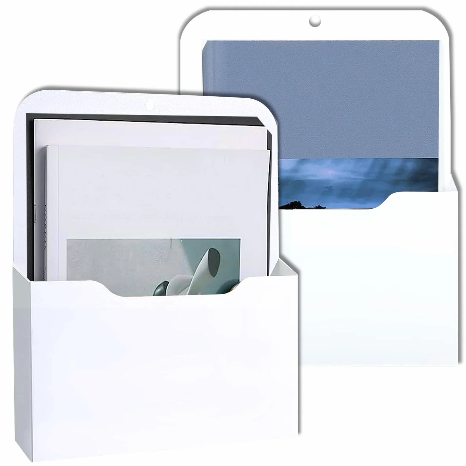Archivador Magnético 2 Piezas Soporte para Archivos A4 con Imanes Organizador de Pared Blanco