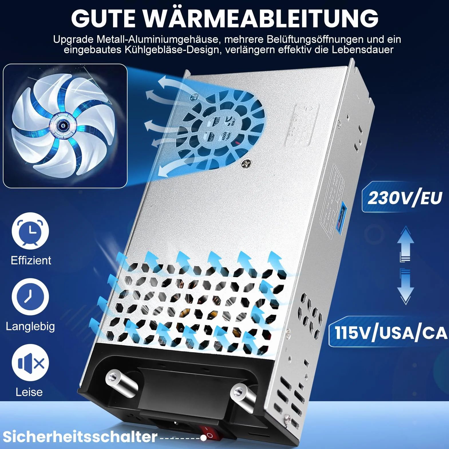 Fuente de alimentación de conmutación mejorada 12V 50A 600W - Transformador LED de 230V a 12V CC 12V - Convertidor de voltaje - Transformador para impresora 3D, calefacción diesel, calefacción