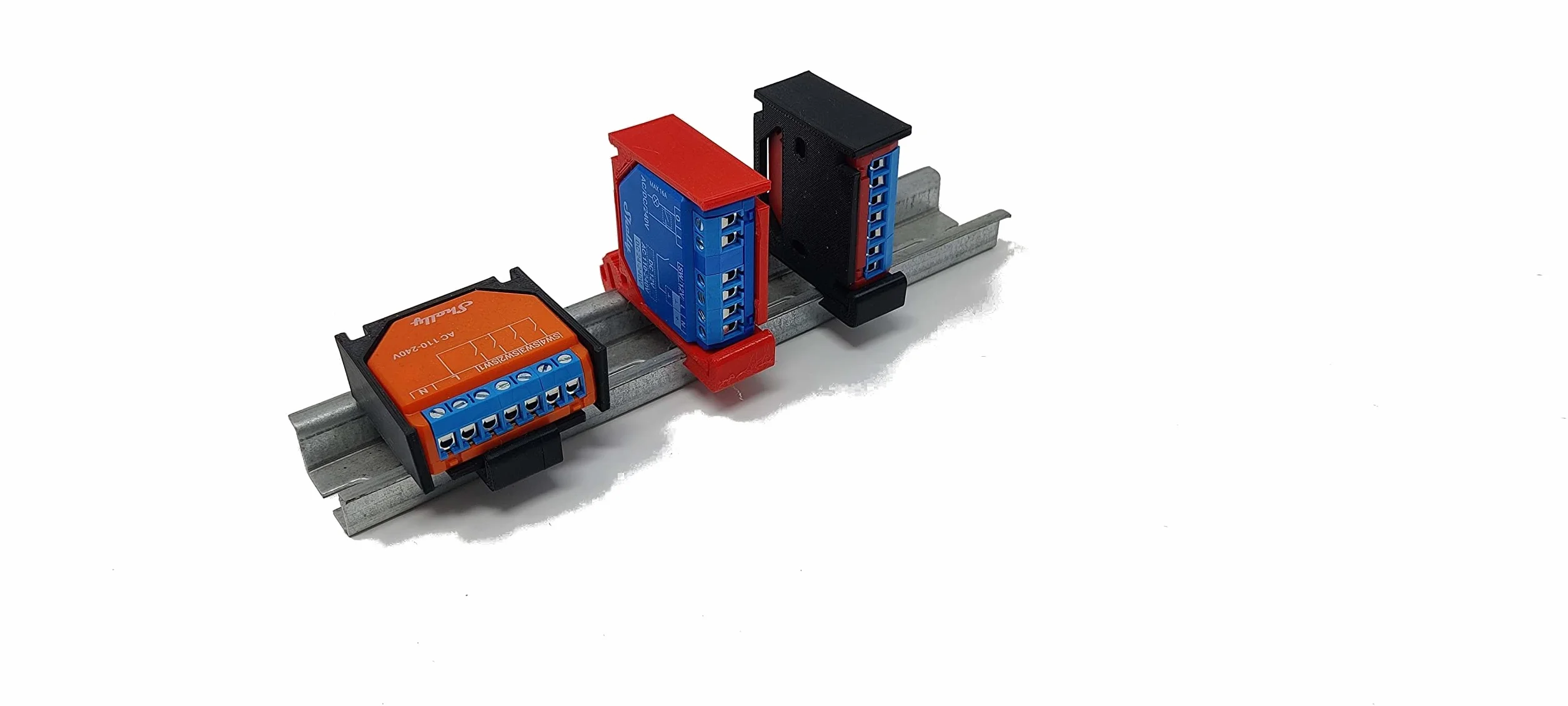 Shelly - Adaptador universal 1PM 2PM i4 para riel DIN 35 mm - Omega contador cuadro eléctrico, impreso en PETG, alta resistencia al calor