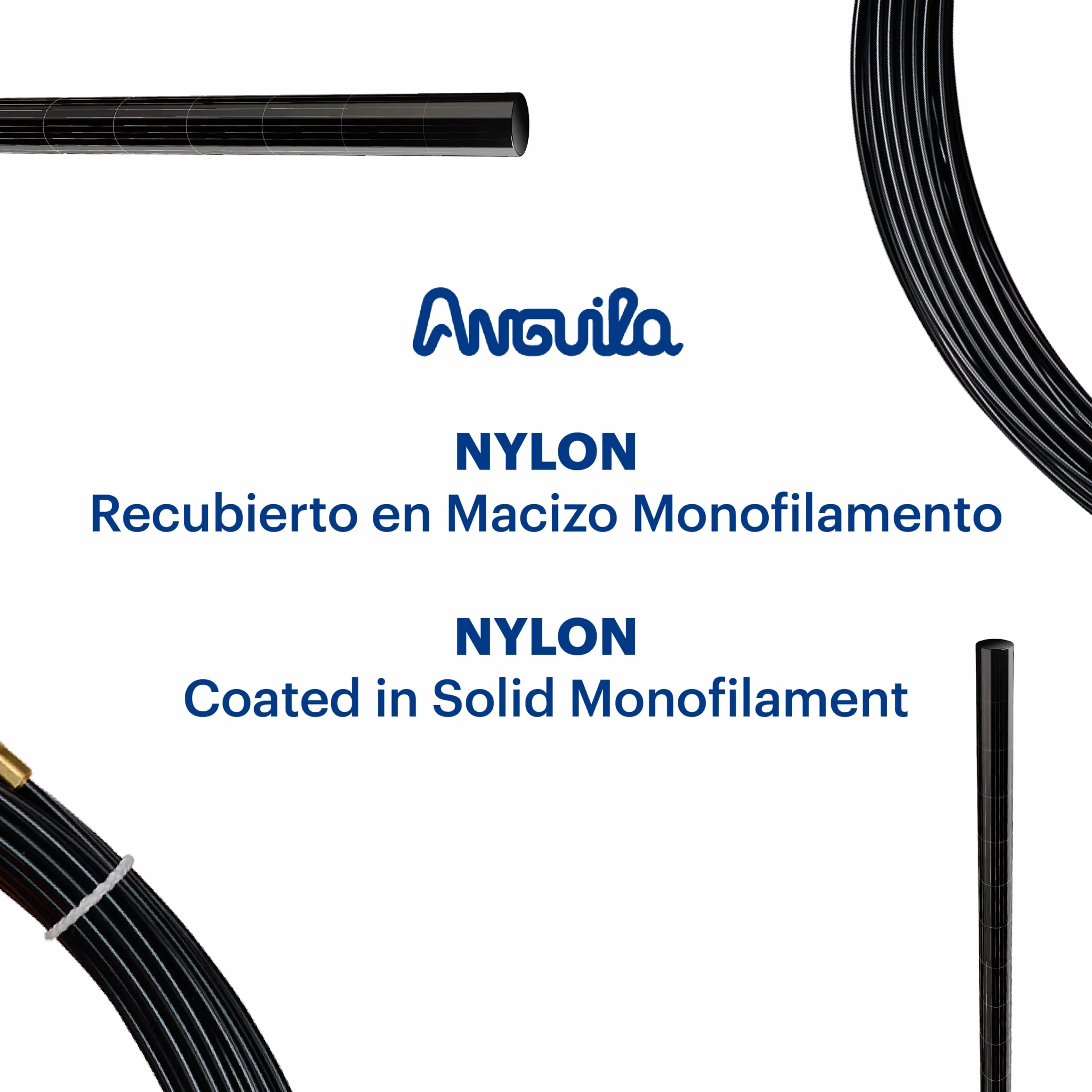 Anguila | Guía Pasacables | Terminales Intercambiables | Monofilamento | Nylon | Color Negro | Diámetro 3mm | 10 Metros