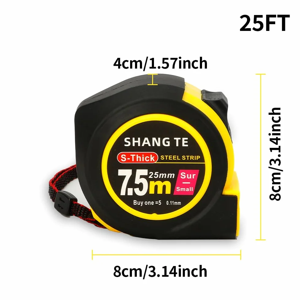 Cinta métrica de 25 pies, paquete de 4 cintas métricas, cinta métrica con fracciones, cinta métrica retráctil, cinta métrica de 25 pies, cinta métrica de 25 pies, cinta métrica magnética de ingeniero