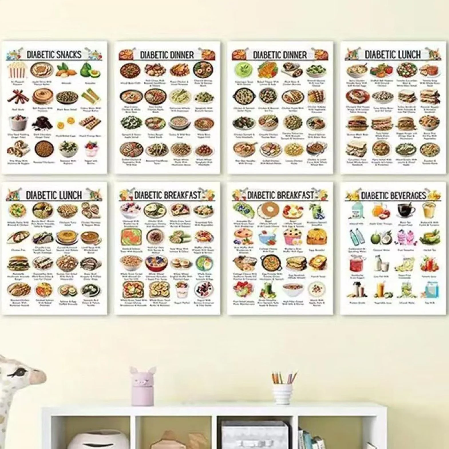 Tabla de Alimentos Diabéticos - Cartas Murales Planificador de Comidas