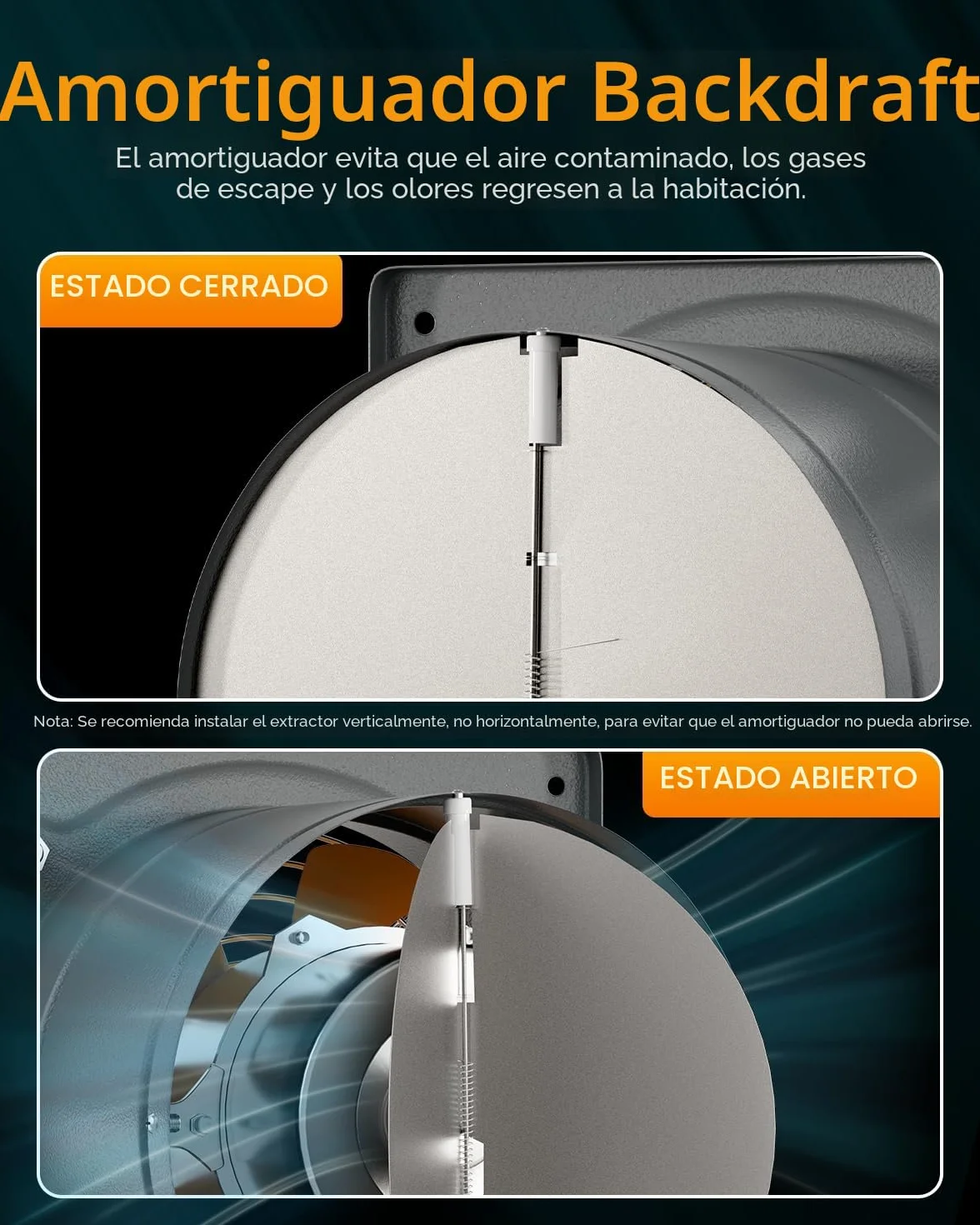 HG Power Ventilador extractor 250 mm 1680 m³/h silencioso válvula retorno enchufe europeo