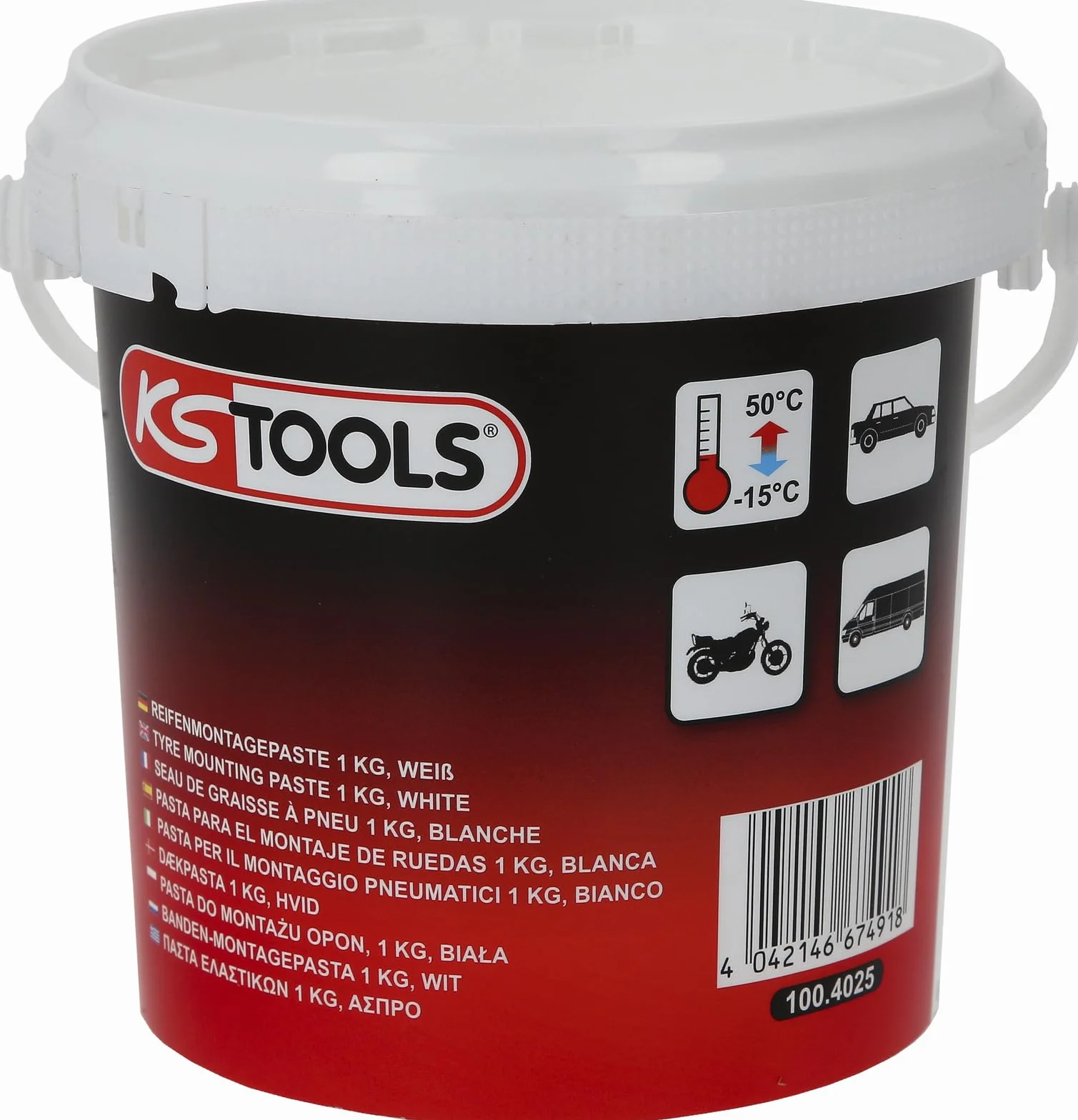 KS Tools - 100.4025 - balde de grasa para neumáticos - blanco - 1 kg