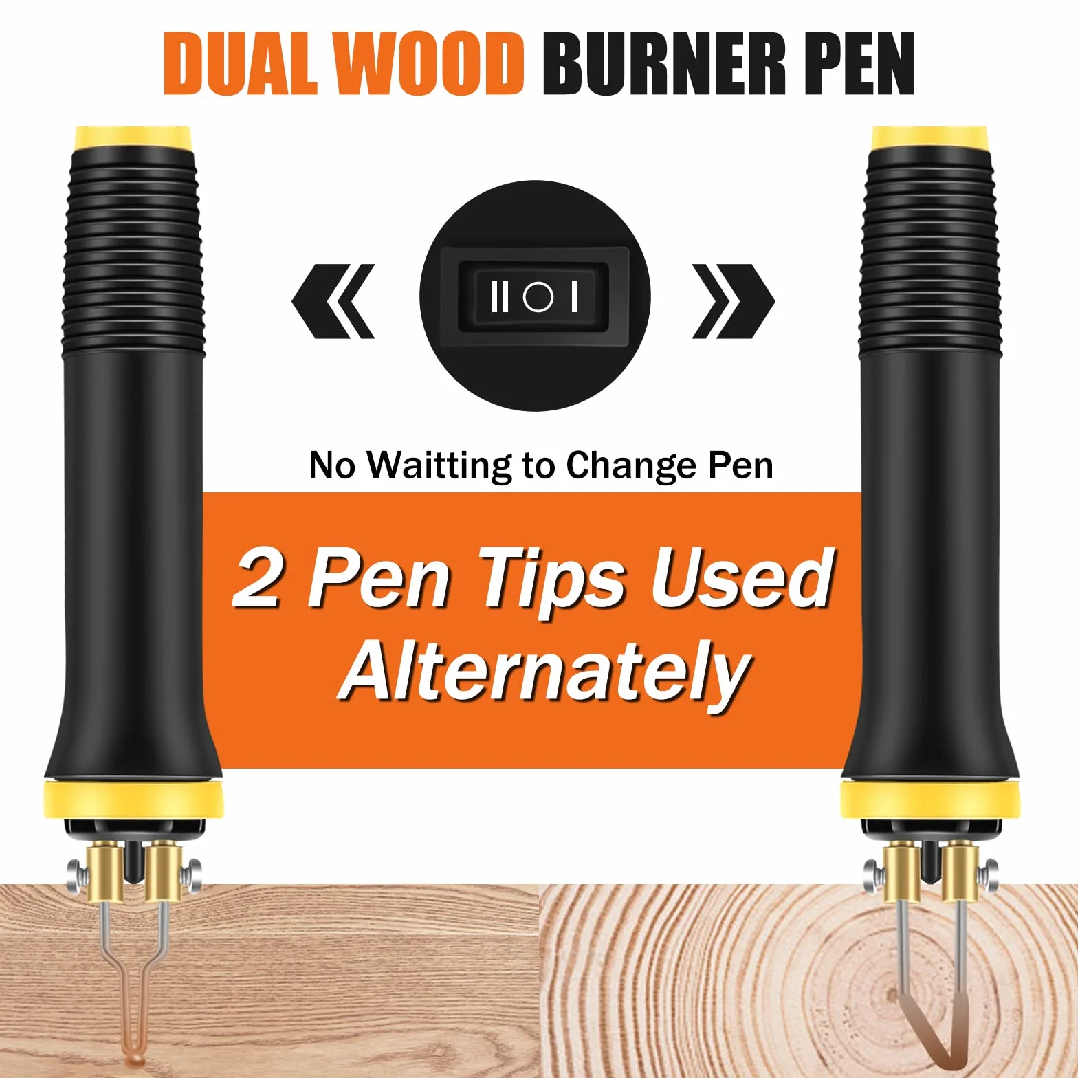BURNNOVE Máquina de pirograbado 60W, 2 Bolígrafos, 33 Puntas de Alambre de Pirograbado, Doble Puerto, Kit Pirograbador de Madera Control de Temperatura Ajustable para Madera, Cuero, Grabado