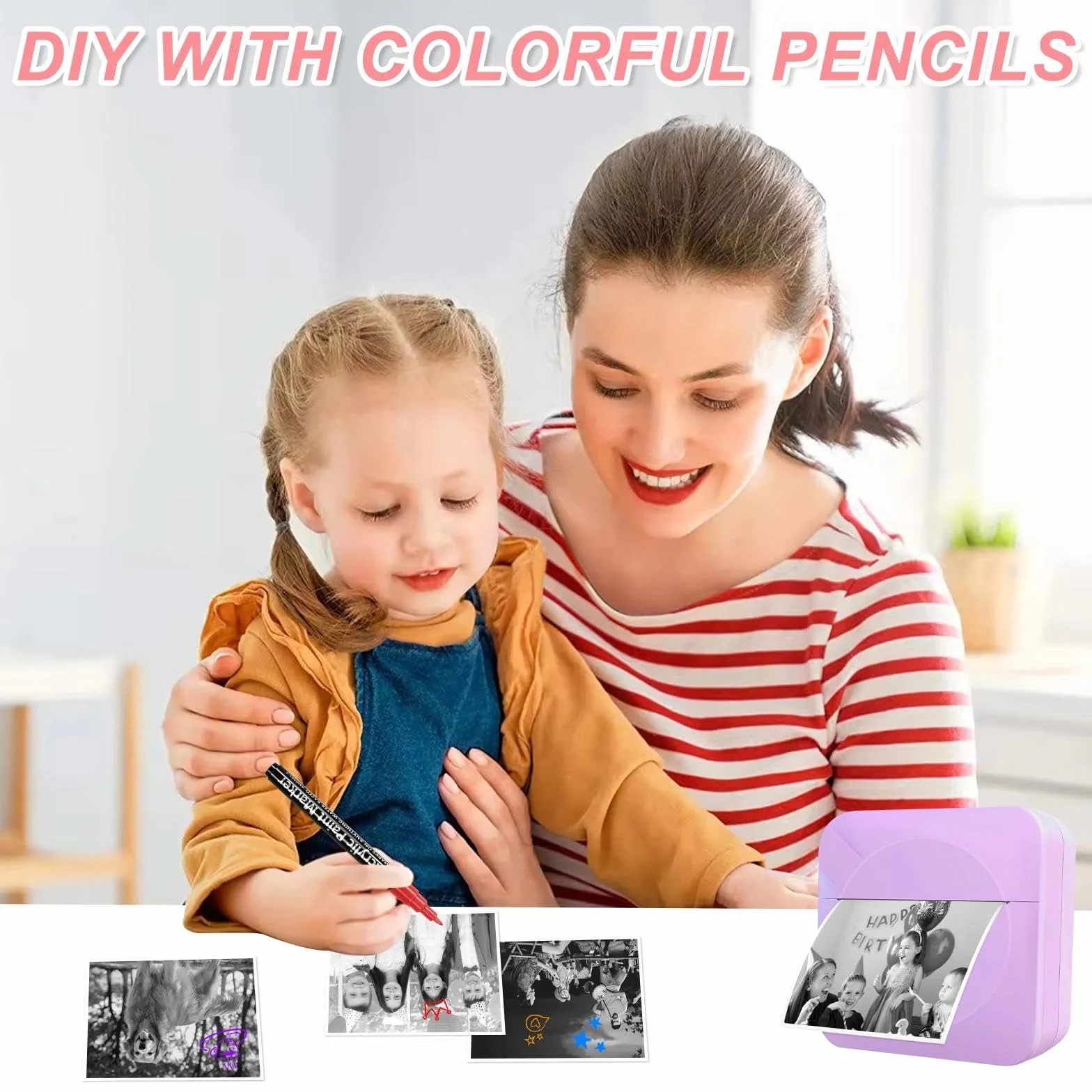 20 Rollos Papeles Cámara Fotos Niños, Papel Impresora Termica, Rollos Camara Fotos Infantil Instantanea, Mini Recarga de Papel de Impresión, Pegatina Imprimible Autoadhesiva (57 x 25 mm)