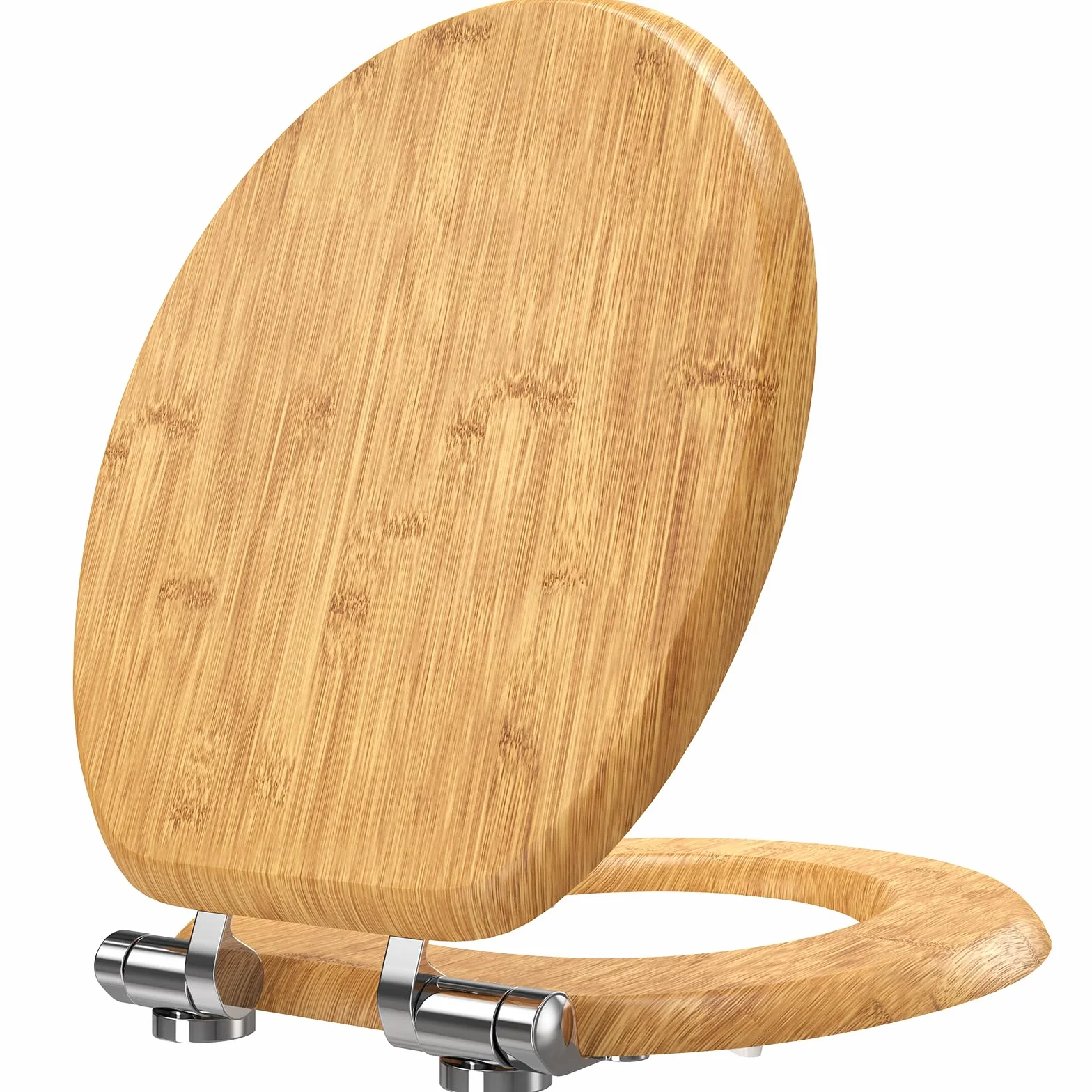Pipishell tapadera wc de Madera en Forma de O Cierre Suave Bisagras Metal MDF Universal Cierre Lento