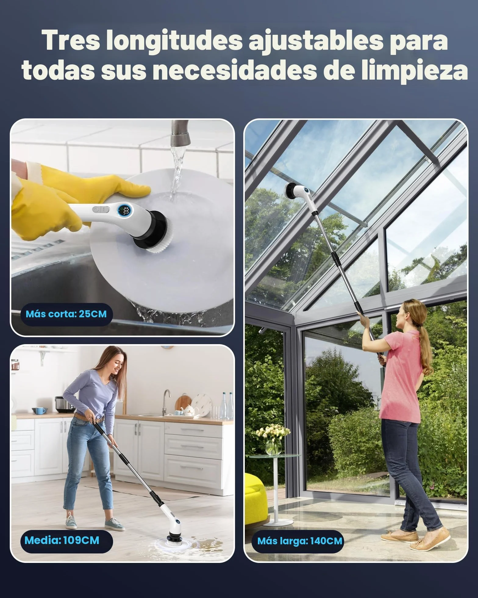 Cepillo de Limpieza eléctrico para el hogar – Hogar Spin Scrubber inalámbrico con batería – de Limpieza eléctrico para baño – Fregadero Terraza – de Limpieza Spin –