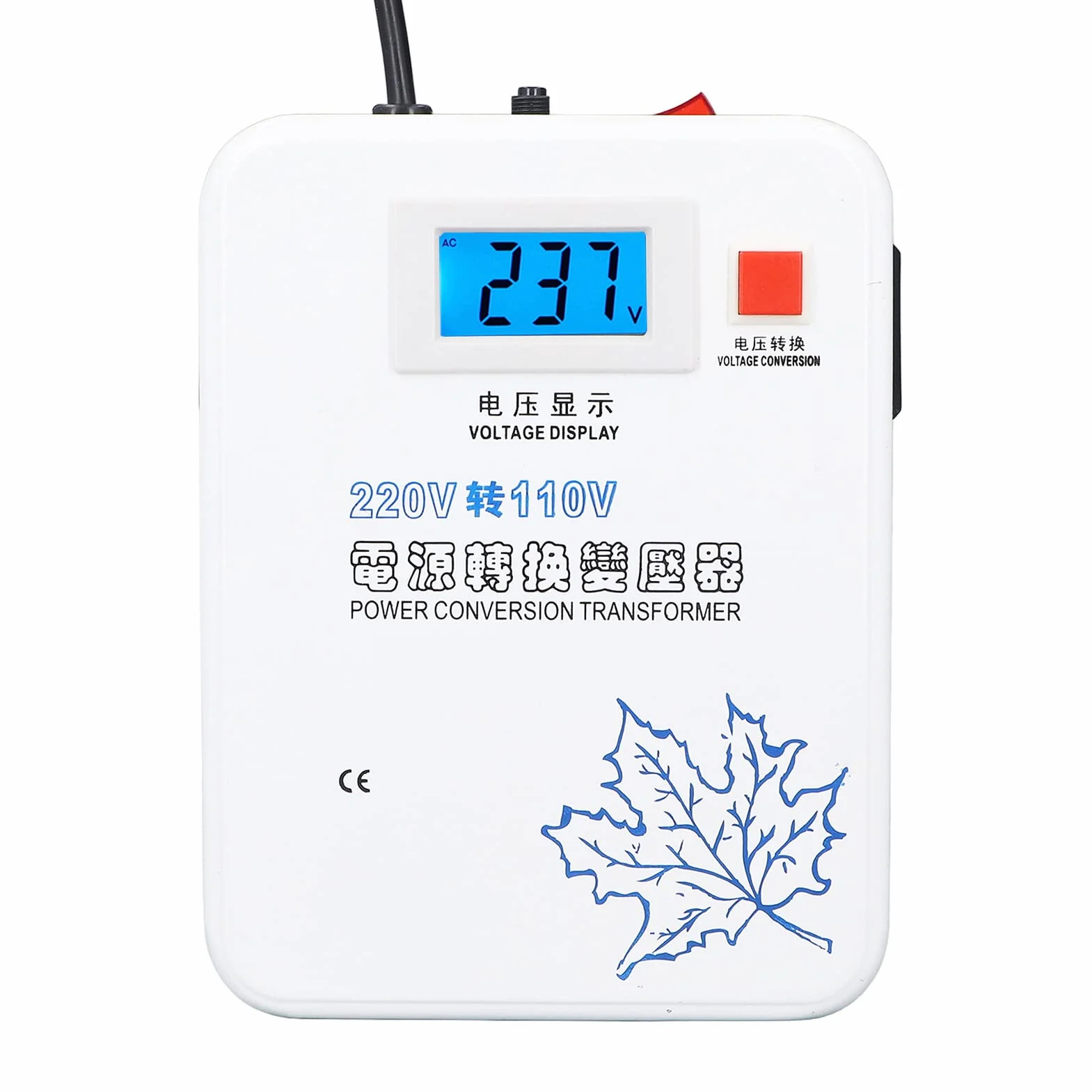 Transformador de Voltaje, Protección de Circuito Refrigeración Convertidor de Potencia Reductor de Baja Frecuencia Monofásico 220V a 110V para Aparatos Eléctricos (Enchufe de la UE)
