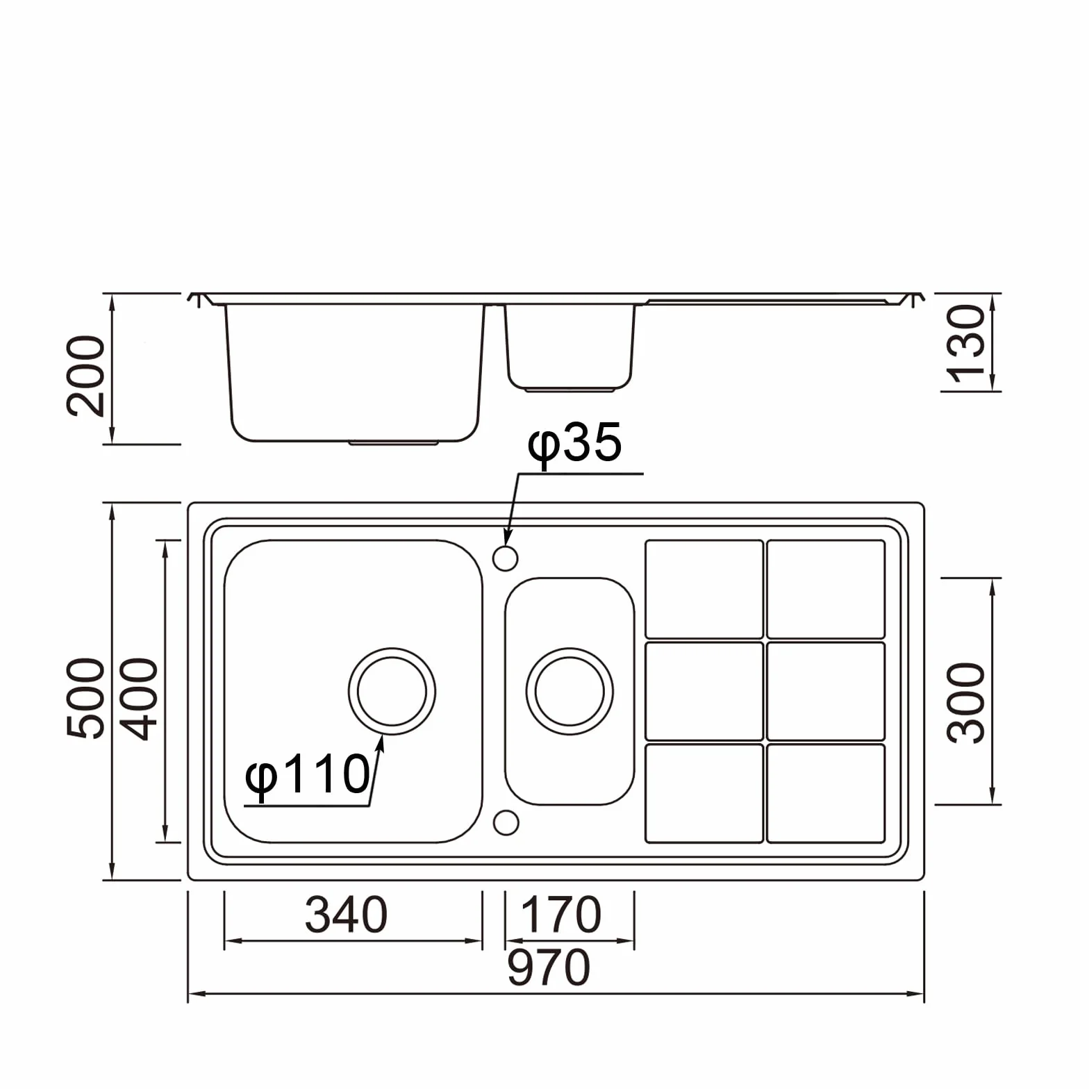 JASSFERRY Fregadero de cocina 1,5 senos, de Acero Inoxidable, escurridor reversible, con colador de residuos