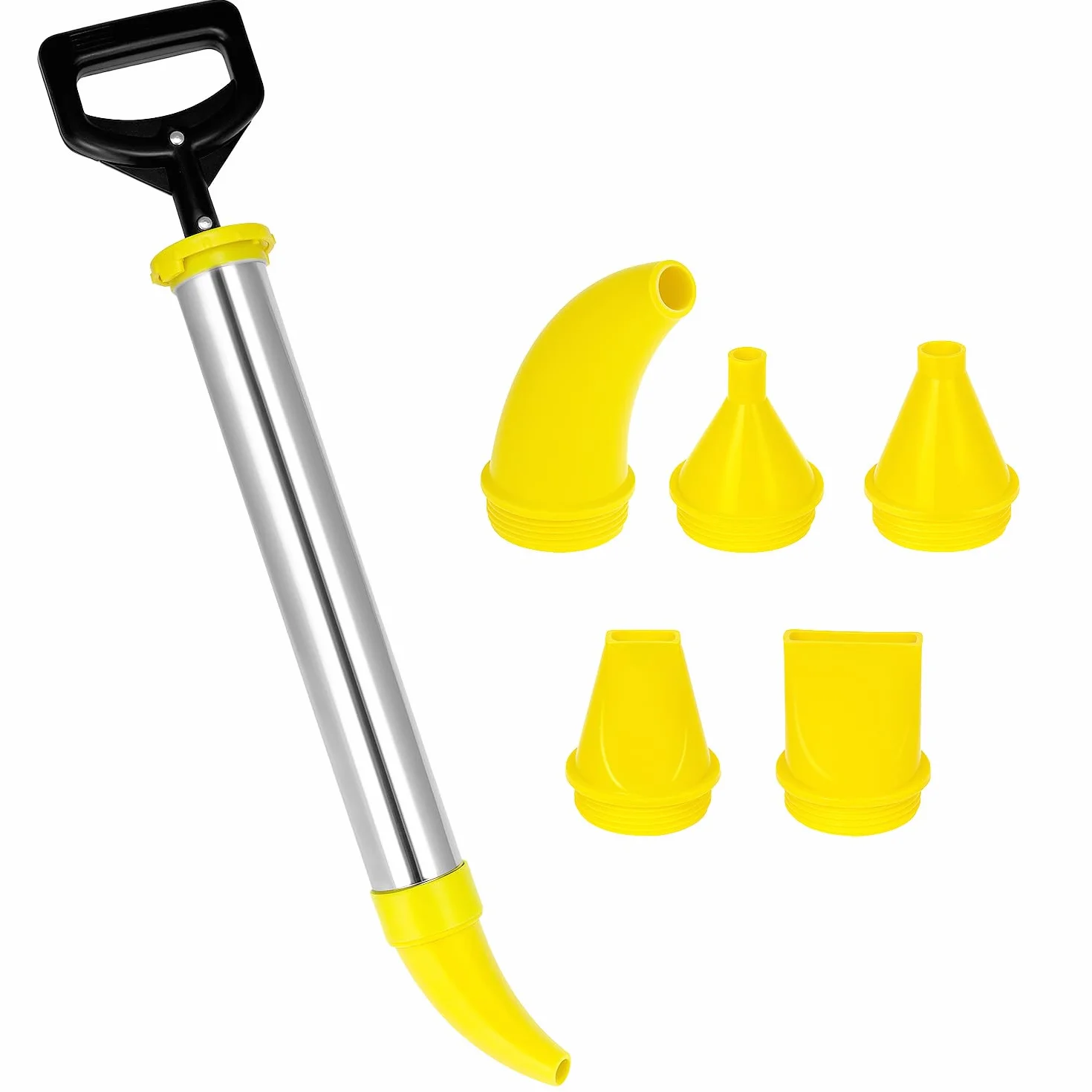 QWORK® Aplicador de Mortero Inoxidable con 5 Boquillas - Pistola de Mortero para Reparar Grietas y Calafateo - Incluye Cabezal de Sellado de Repuesto y Guantes