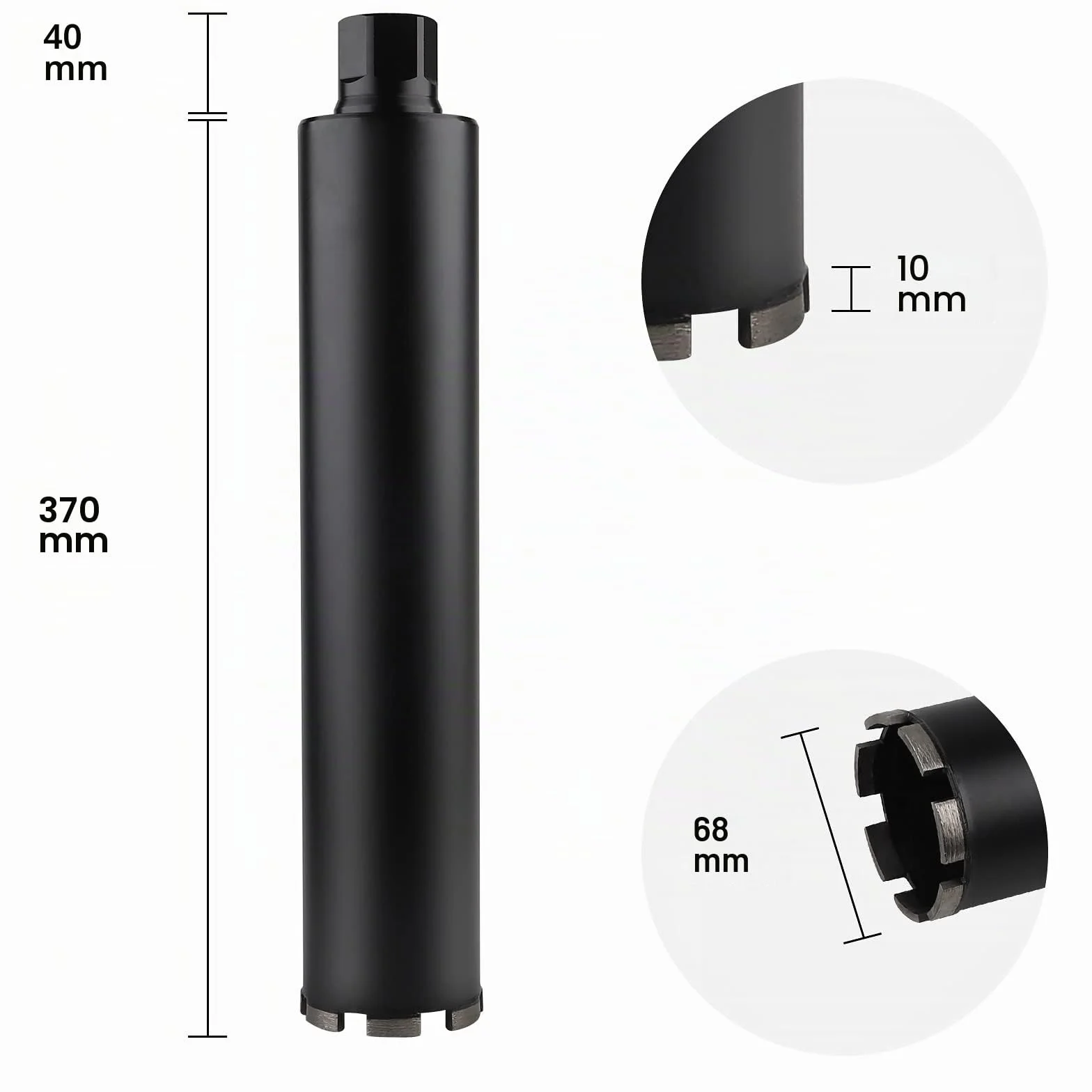 CPROSP - Corona de diamante para zanahoria (diámetro 68 mm, 1 ¼ de pulgada UNC con adaptador SDS PLUS, L 420 mm, para zanahorias en hormigón, hormigón armado, mampostería y piedra