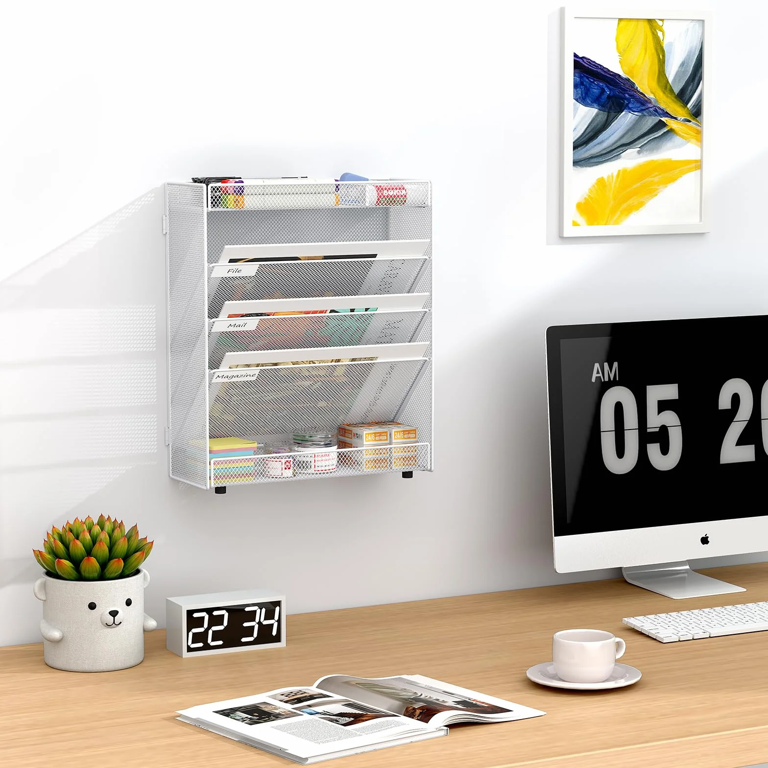 EasyPAG Organizador de pared de malla A5 niveles, blanco