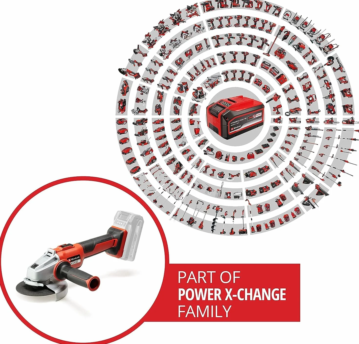 Einhell Amoladora angular con batería AXXIO 18/125 Q Li-Solo Power X-Change (18 V, 125 mm diámetro de disco, 33 mm profundidad de corte, Brushless, Quick-Fix-Nut, sin disco, sin batería)