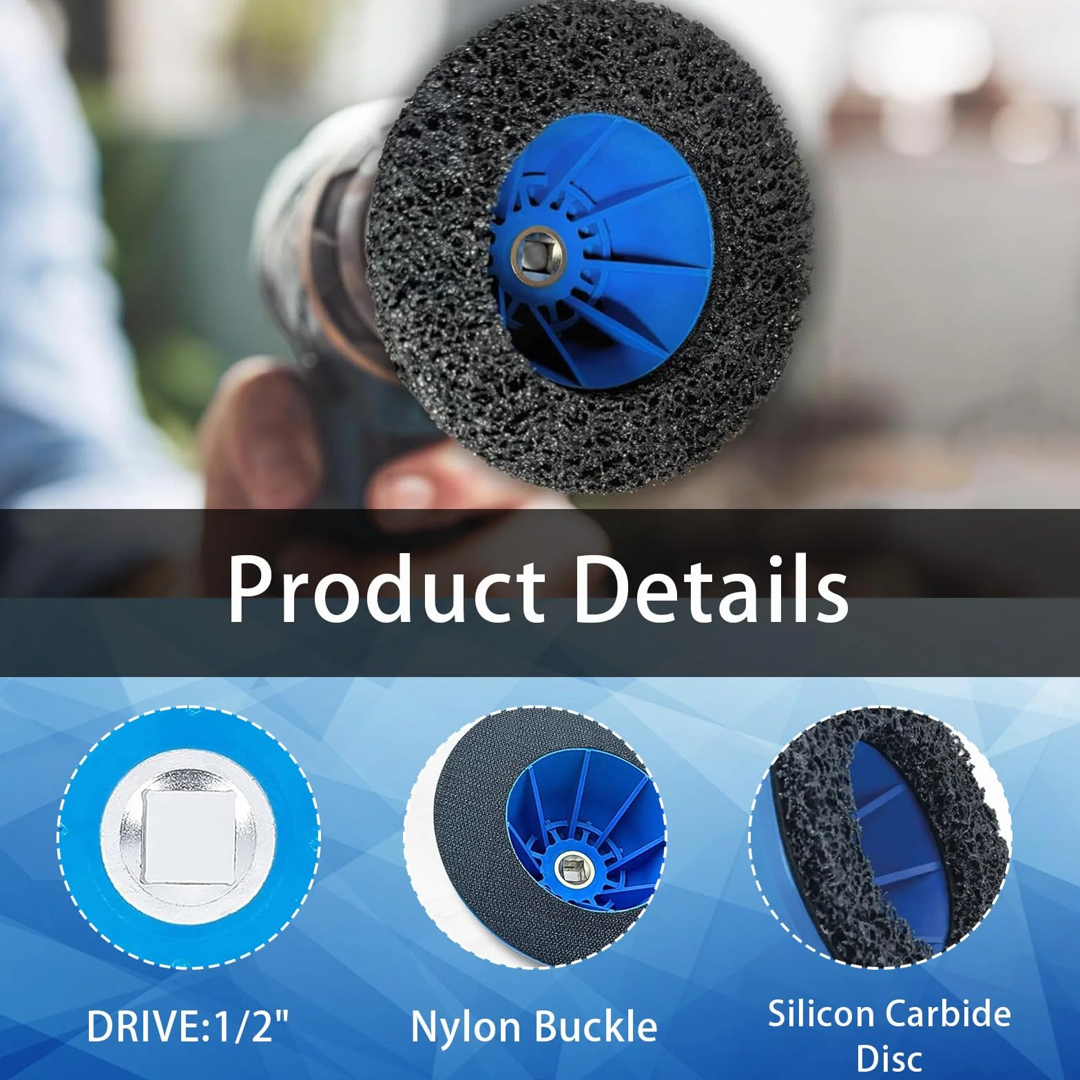 Rectificadora de Cubos de Rueda, 90-150 mm Rectificadora de Cabezal Esférico para Coche Accesorio de Rectificado Multiherramienta con Accionamiento Cuadrado de 1/2"