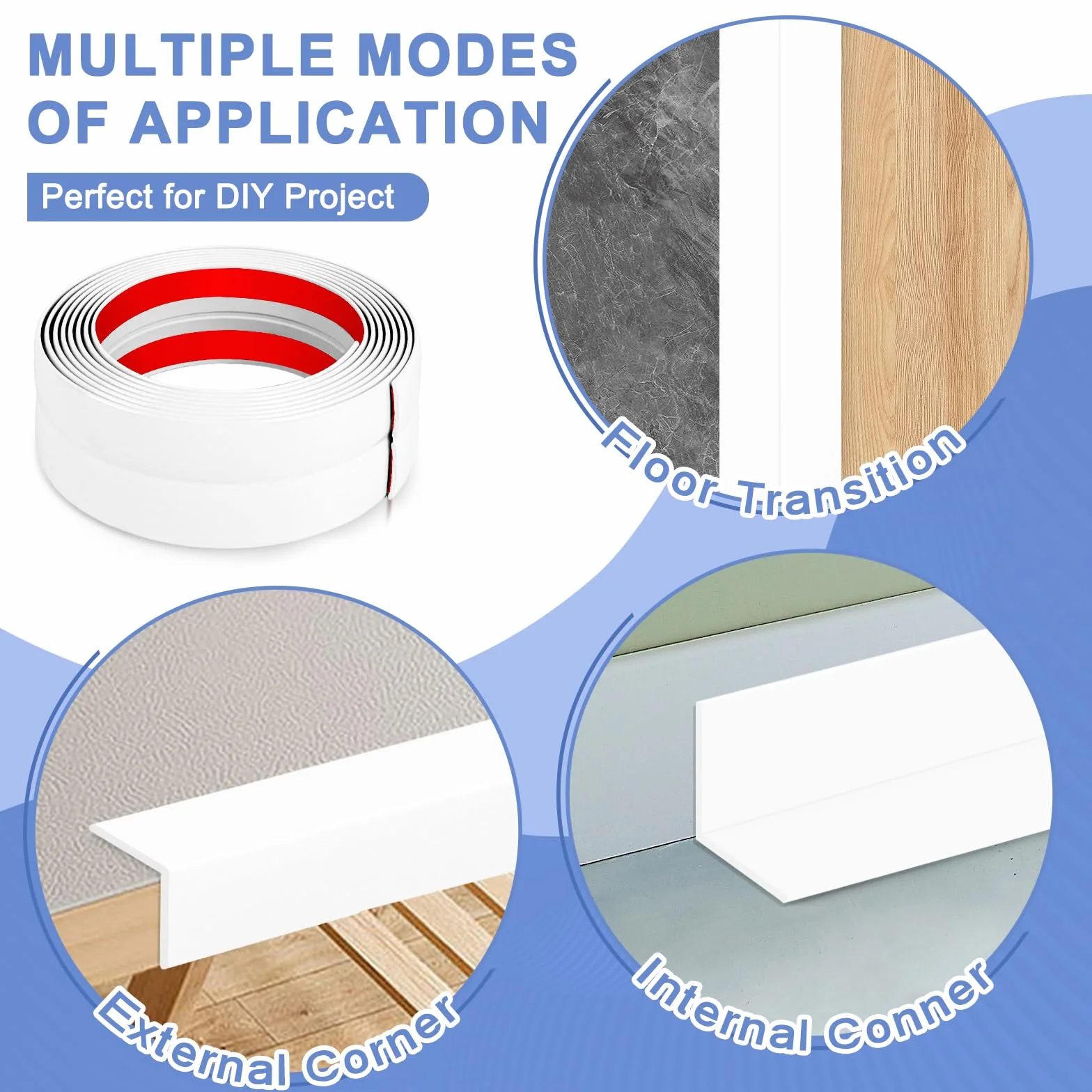 Molduras Decorativas Autoadhesivas Flexibles de Pared para Protección de Bordes Esquinas Techos Blanco Brillante 4cmx3m