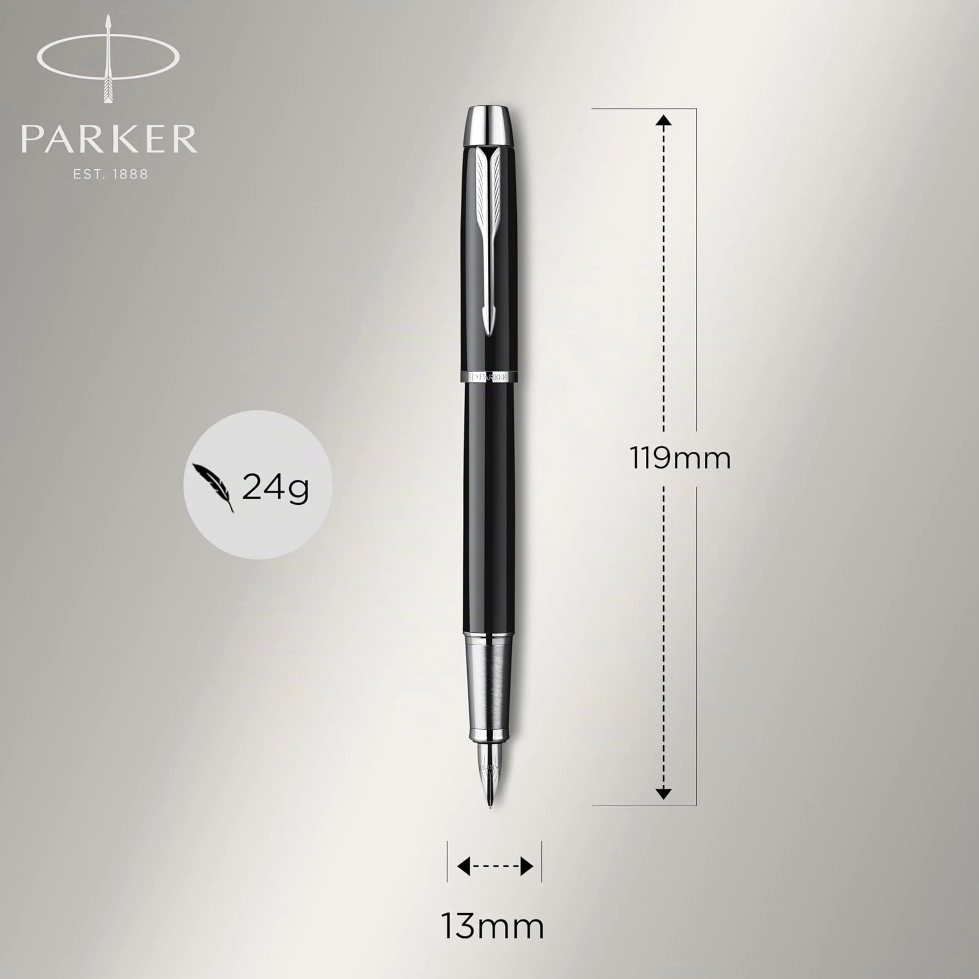 Parker IM Set de regalo Duo Pen Pluma estilográfica y bolígrafo estuche lacado negro cromado punta media recargas tinta azul