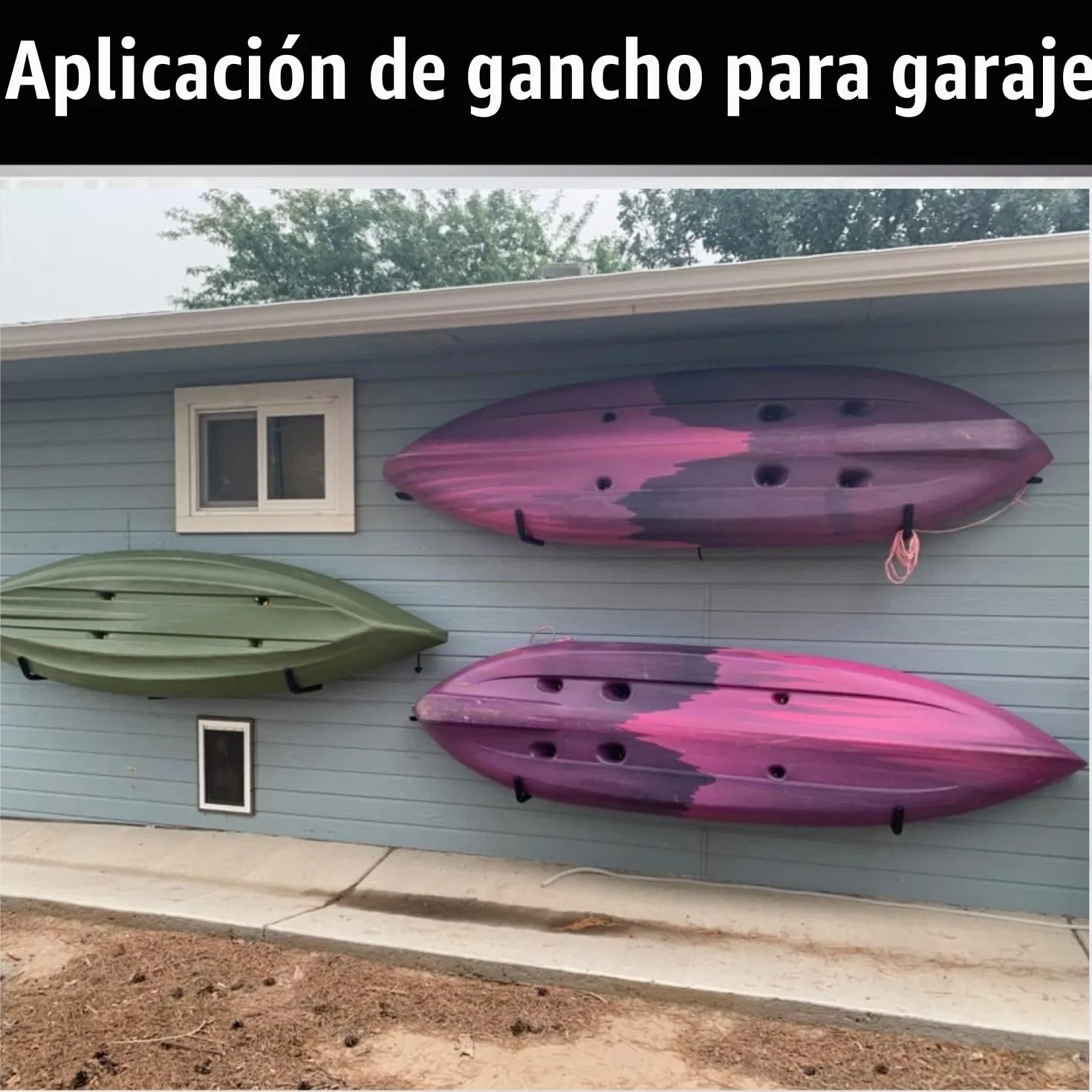 Gancho de almacenamiento de garaje, estante de almacenamiento de kayak de acero resistente de 39 cm, paquete de 4 perchas de garaje de montaje en pared para escalera, canoa, tabla de surf