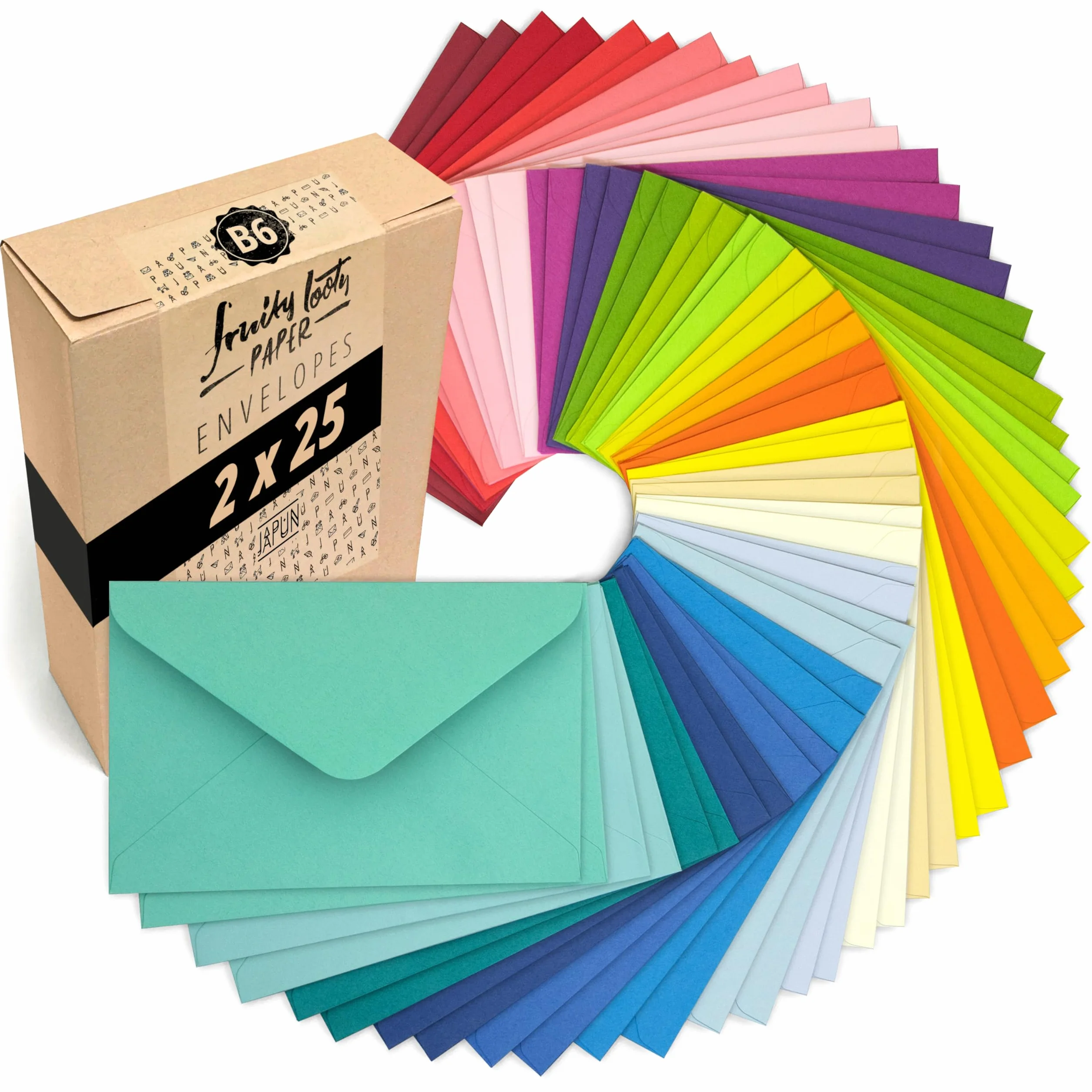 Juego de 50 Sobres de Colores Papel DIN B6 175x125 mm 120 g/m² Colorido