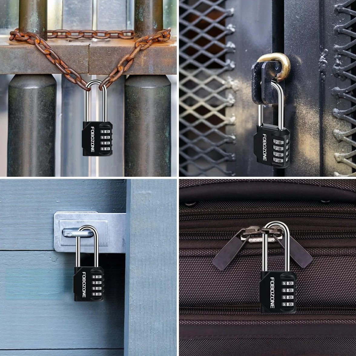 Candado de Combinación, Candado Taquilla Numérico 4 Dígitos Impermeable en Aleación de Zinc, Cerradura de Seguridad para Gimnasio, Escuela, Natación, Maleta, Caja de Herramientas y Uso Exterior