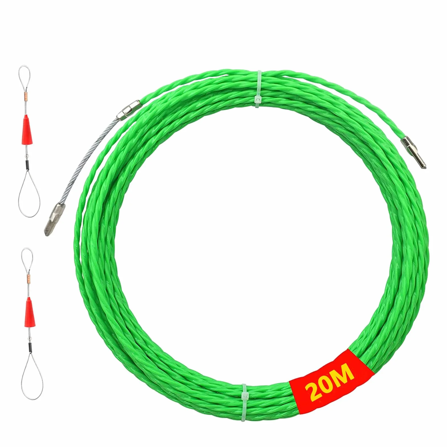 Ayuda para pasar cables, espiral de inserción de 20 m, diámetro de 4 mm para guía de cables, ayuda para el tendido de cables, ayudas para pasar cables, adecuado para fibra óptica, electricidad