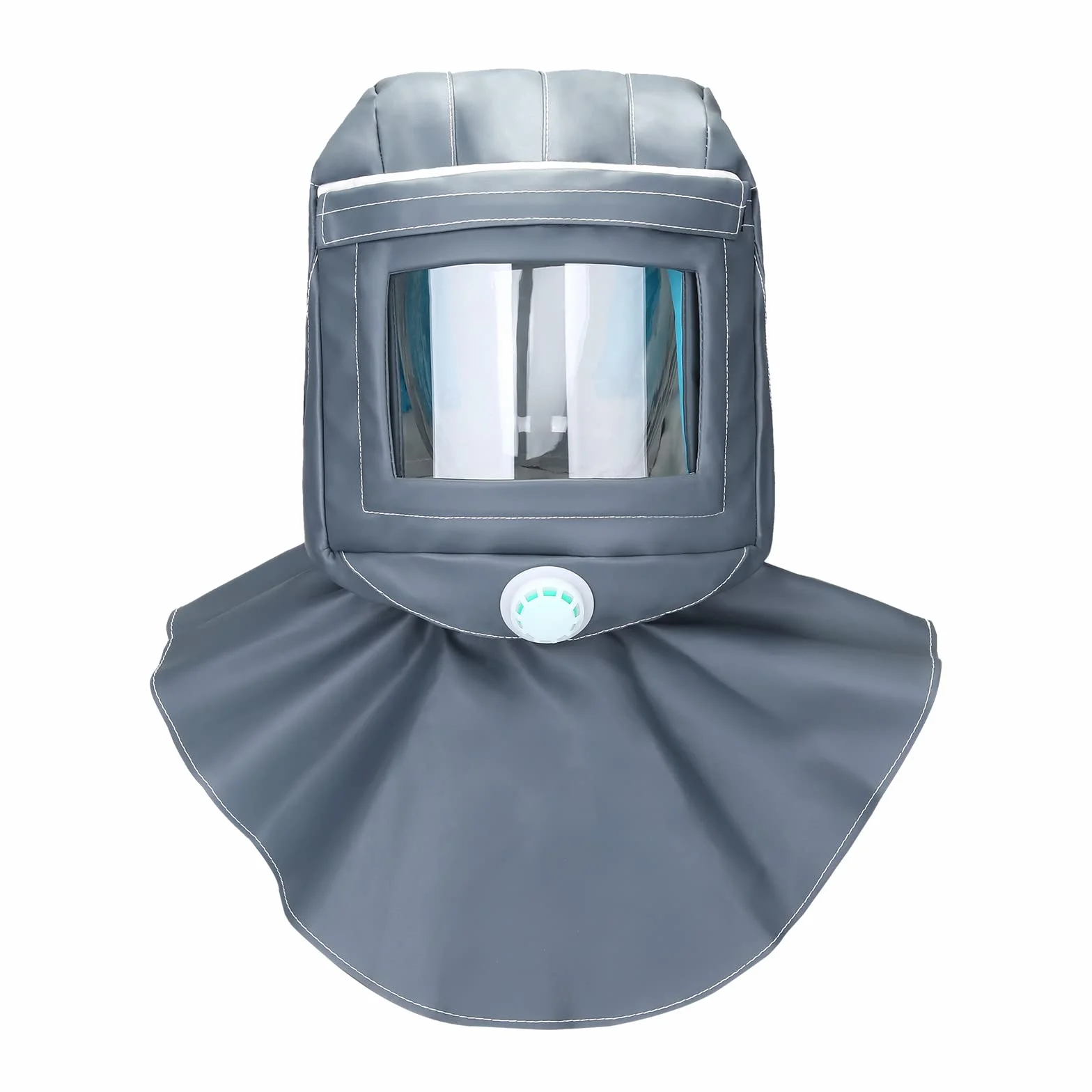 ENJOHOS Gorro Tipo Chal para pulir con Chorro de Arena, Chal Impermeable y a Prueba de Polvo con Casco Incorporado para Eliminar el Polvo, Pintura y Embalaje de Cemento (Gris)