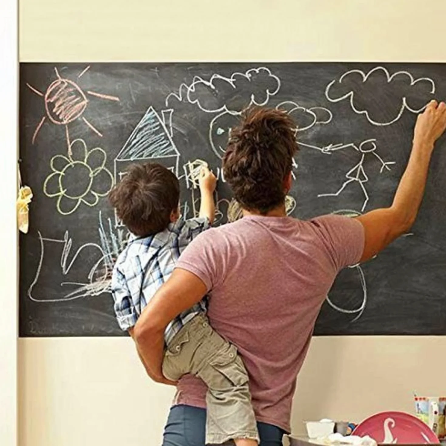 Pegatinas Pared Tiza Vinilo Pizarra Negra Adhesiva 45 x 200cm