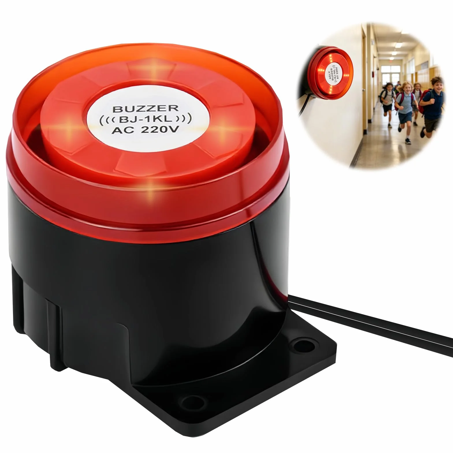 Sirena Alarma Exterior 220V 120dB con Luz Intermitente Sonido de Alto Decibelio, Sirenas de Seguridad Cableada para Alarma Perimetral Exterior, Zumbador para Hogar Oficina Garaje Tienda Industrial