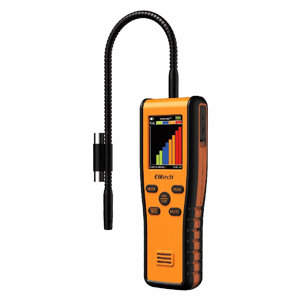 Elitech Inframate D - Detector de fugas de refrigerante con sensor infrarrojo, pantalla Tft, diodo calentado y batería recargable, buscador de fugas Sniffer Hvac profesional para gas climatizador