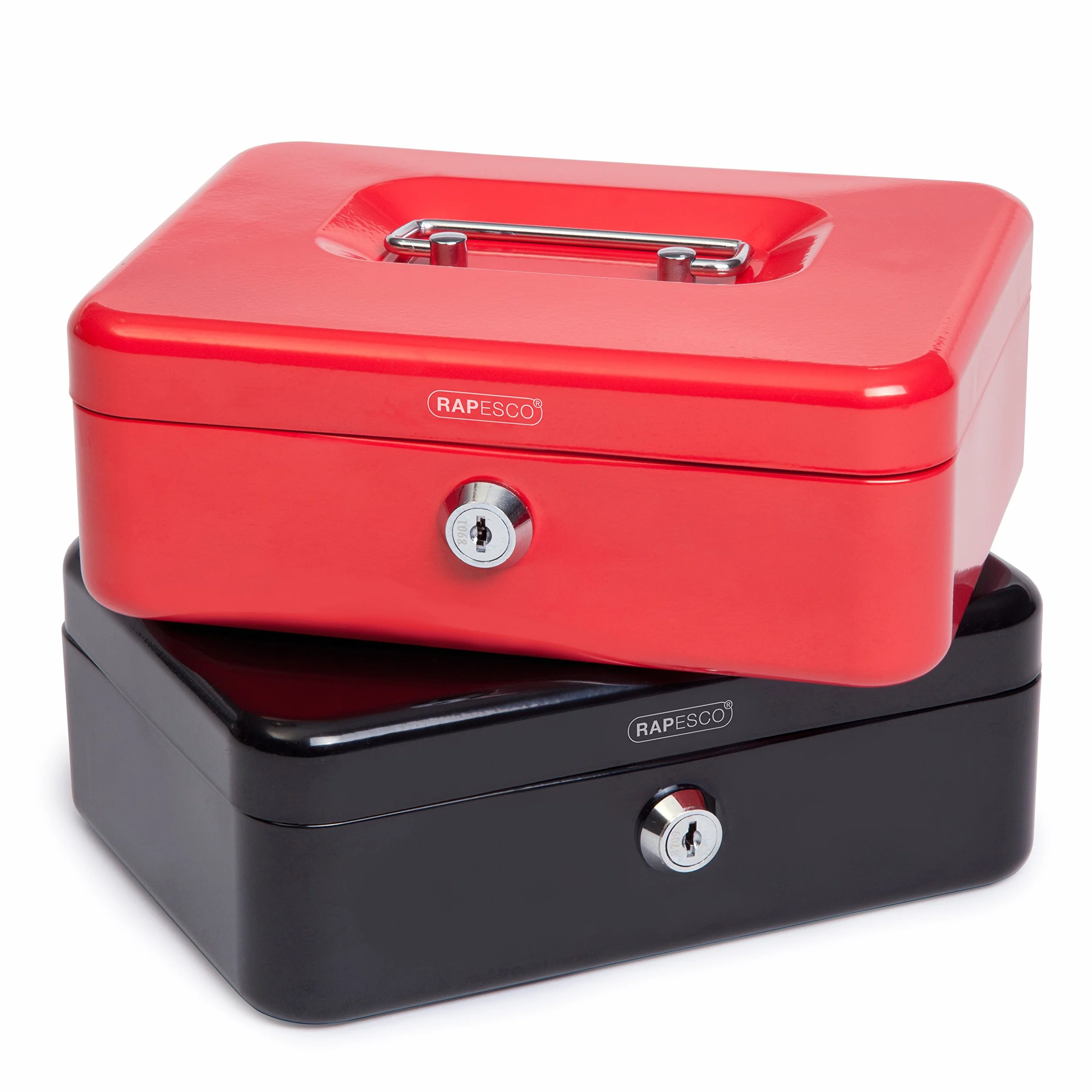 Rapesco SB0008B1 Caja de Caudales Portátil Pequeña, 20 cm, 3 llaves, Negro