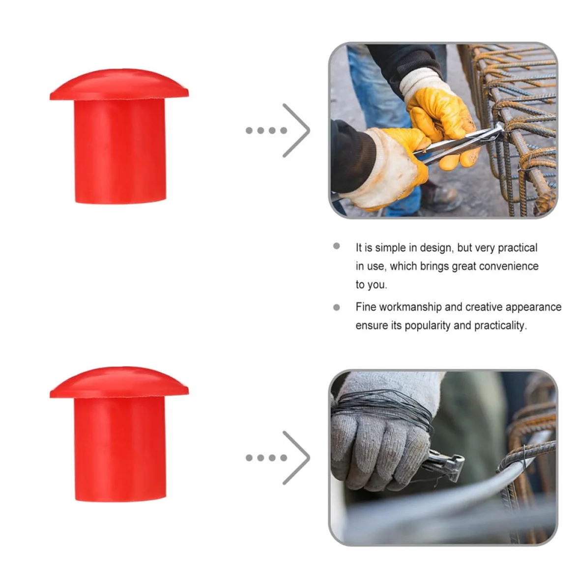 POPETPOP 60 Tapas de Varillas de Refuerzo para Construcción de Plástico Rojo, Alta Visibilidad y Fácil Uso, Ideales para Sitio y Industria de Construcción