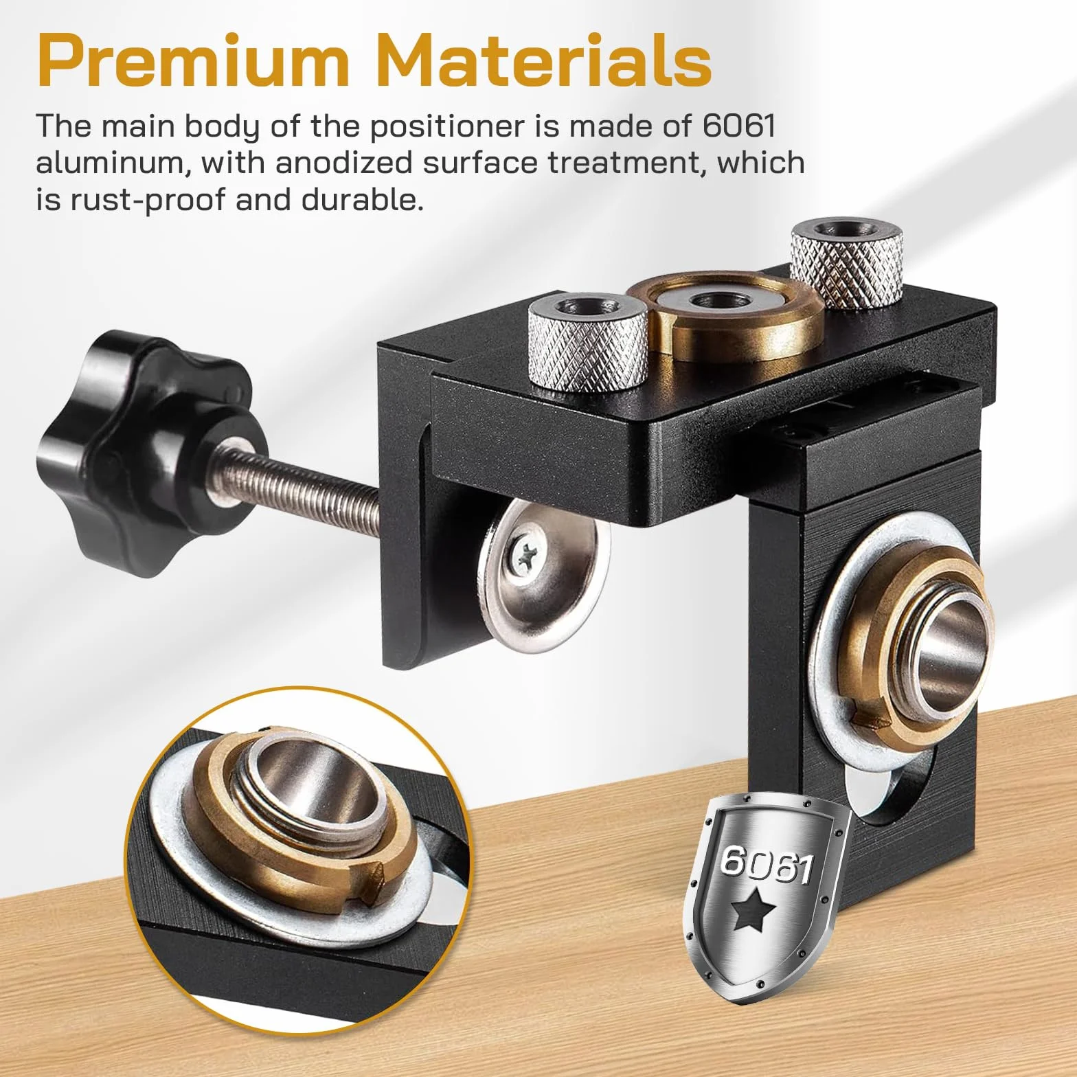 Kit de plantilla de clavija 3 en 1, guía de perforación ajustable 8/10/15 mm con clip de posicionamiento