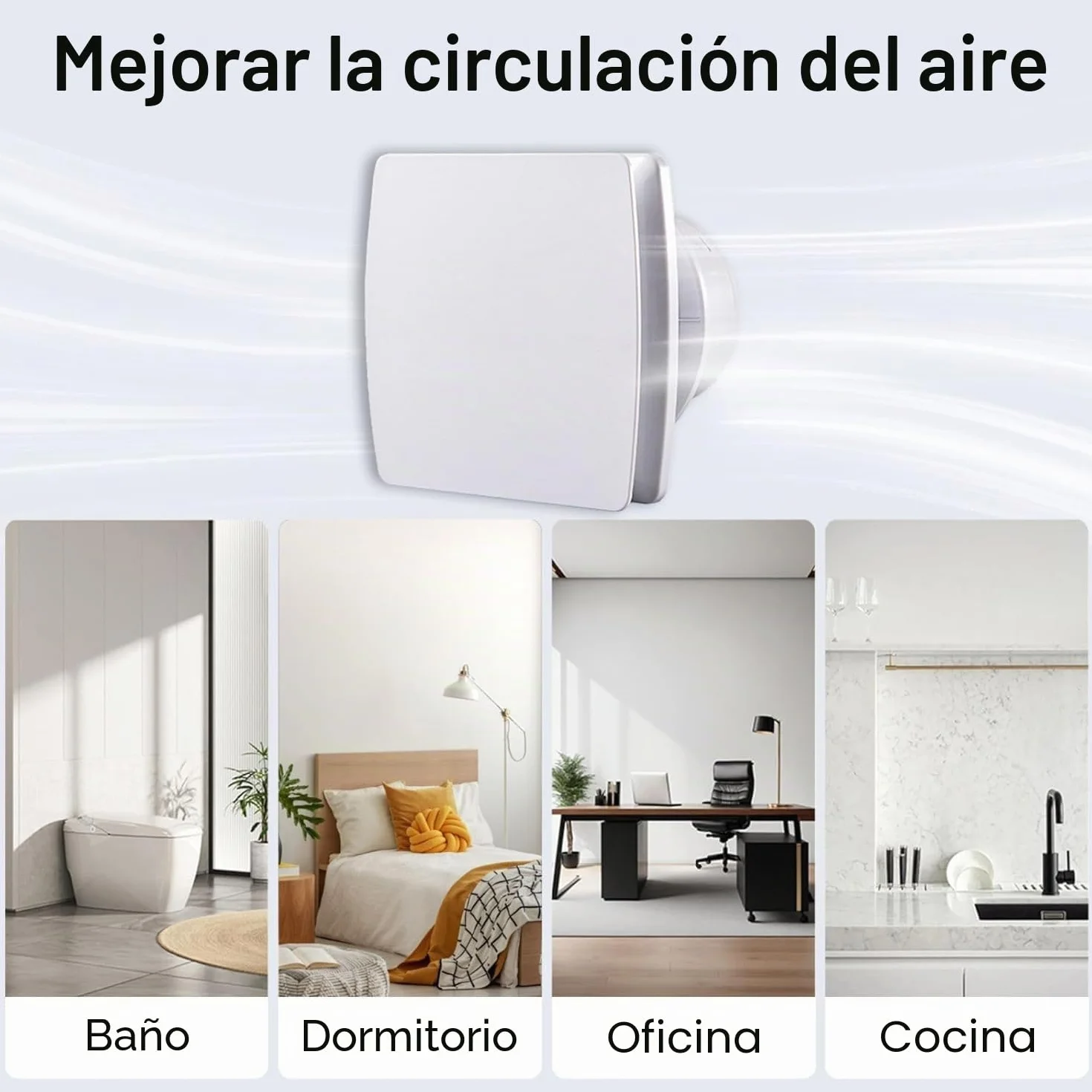 Extractor de Baño Silencioso 34 dB 100mm 95m³/h IPX4