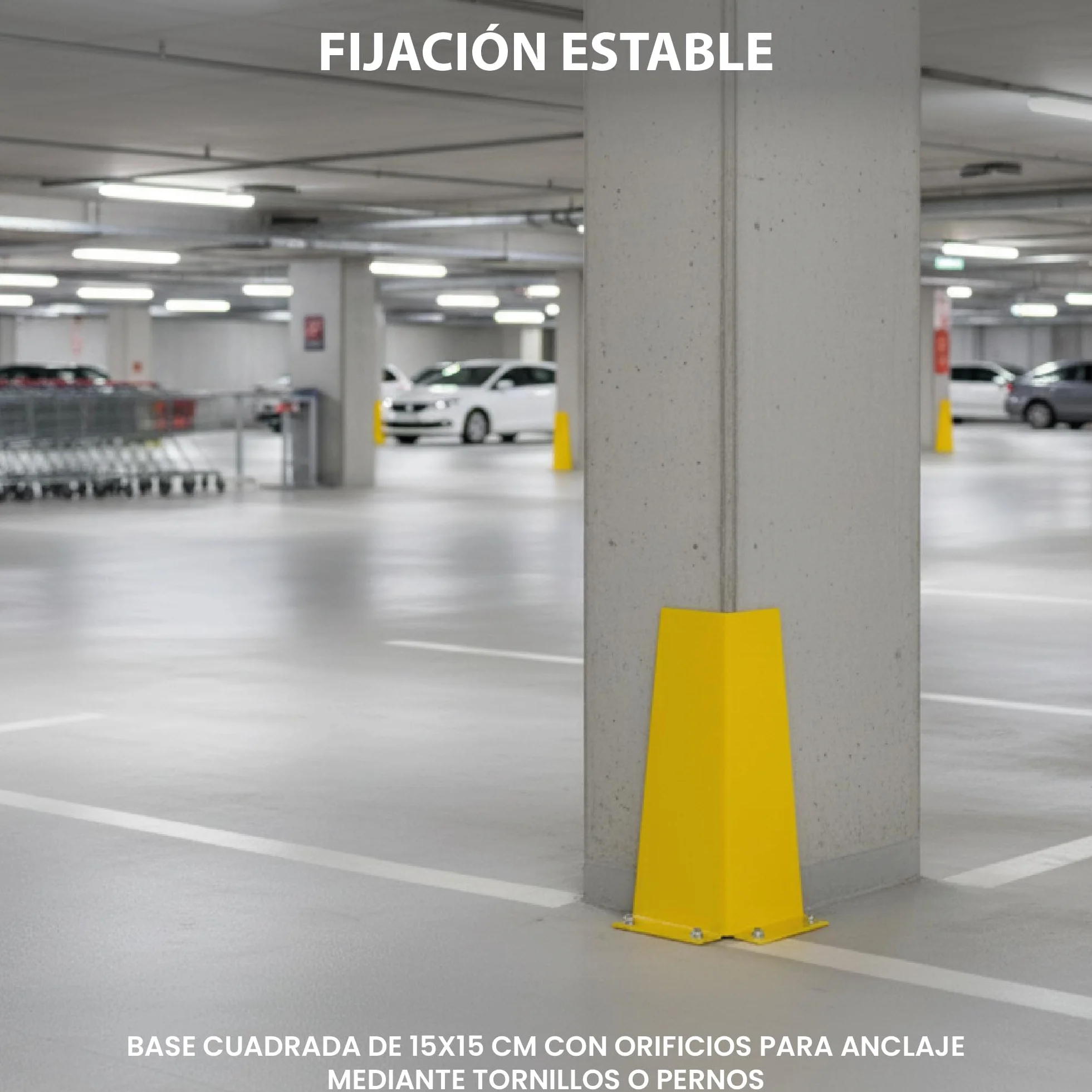 Protector Metálico Esquinero para Almacenes y Parkings | Protege Postes, Estanterías y Columnas | Acero Alta Visibilidad 400 mm | Protección Industrial Antigolpes con Fijación Segura al Suelo