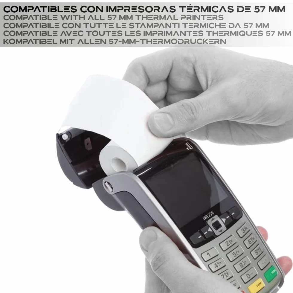 TOROTECH Rollos de Papel Térmico Blanco para Datáfonos 57x35x12mm - 18 Rollos -Ecológicos Sin BPA - Bobinas para Tickets Terminales Tarjetas Crédito Rodillos Impresora POS Alta Durabilidad (18)