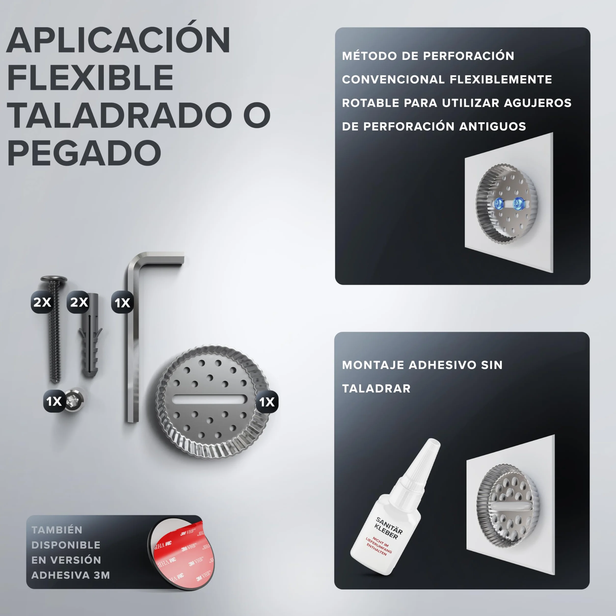 ovimar Barra telescópica Lyngvig de acero inoxidable, plata para taladrar, extensible con dos barras como toallero para toallas, soporte para perforar o pegar en la pared