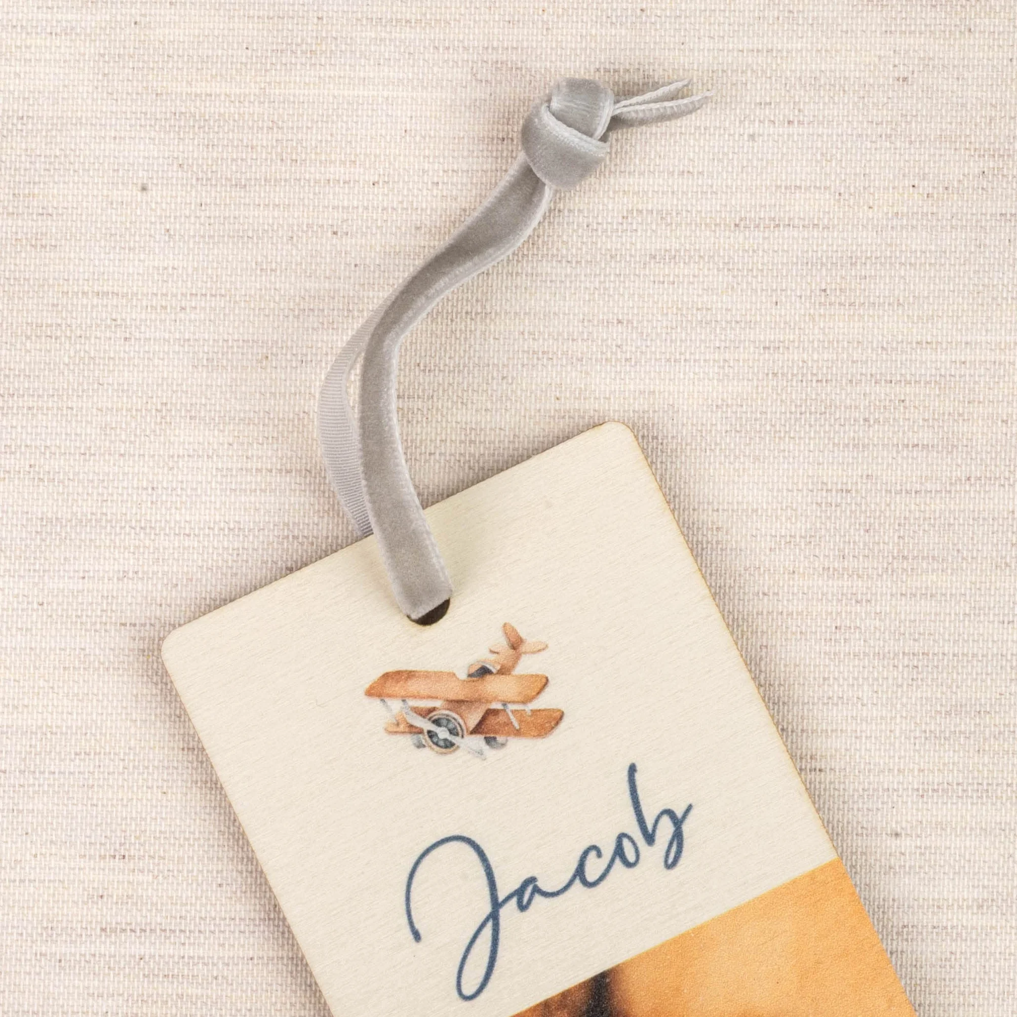 Personalizowany drewniany marker do książek z zdjęciem i tekstem na Prezent Komunię/Baptism