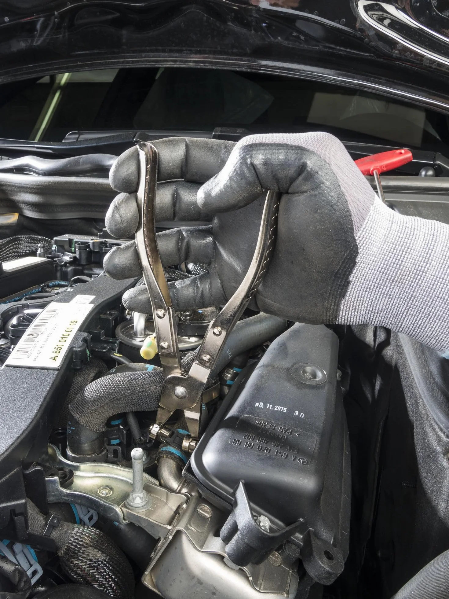 HAZET Alicates para abrazaderas de manguera 798-5 I Mordazas giratorias I Perfecto para abrazaderas de banda con resorte en VW, AUDI, OPEL, UVM.