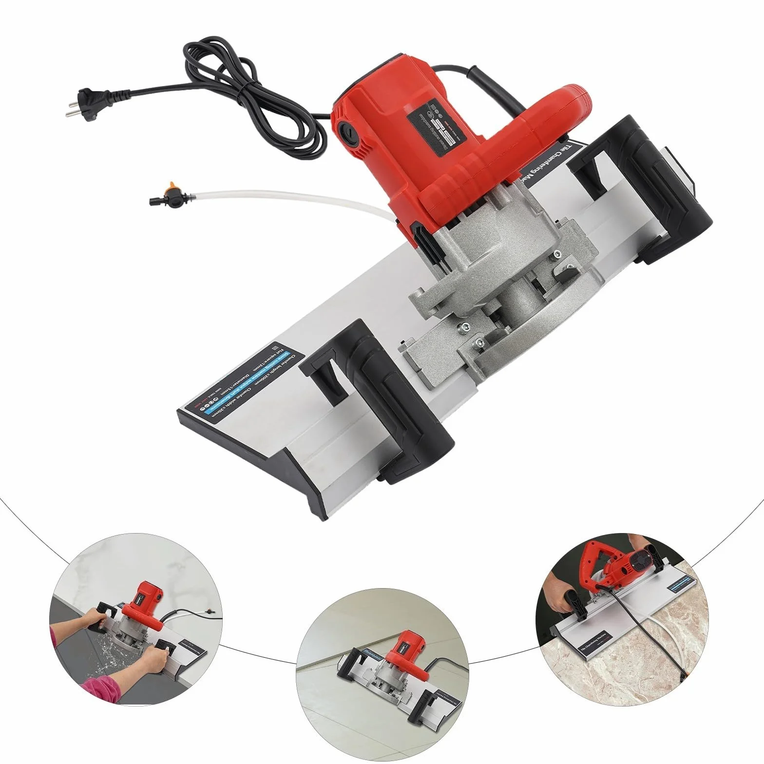 Máquina de biselado para azulejos de 1200 W, cortador de azulejos eléctrico para biselar, herramienta de corte de borde de 43 grados, máquina de ángulo con refrigeración por agua para biselado preciso