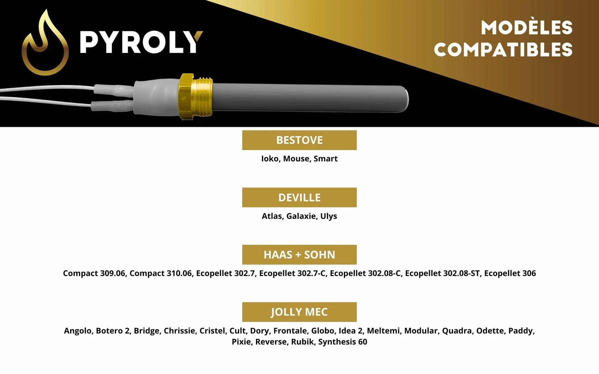Bujía de cerámica de encendido para estufa de pellets compatible con JOLLY MEC/SKIA/EXTRAFLAME/BESTOVE/DEVILLE/HAAS+SOHN - Tuerca 3/8-300W - Alta calidad con conectores