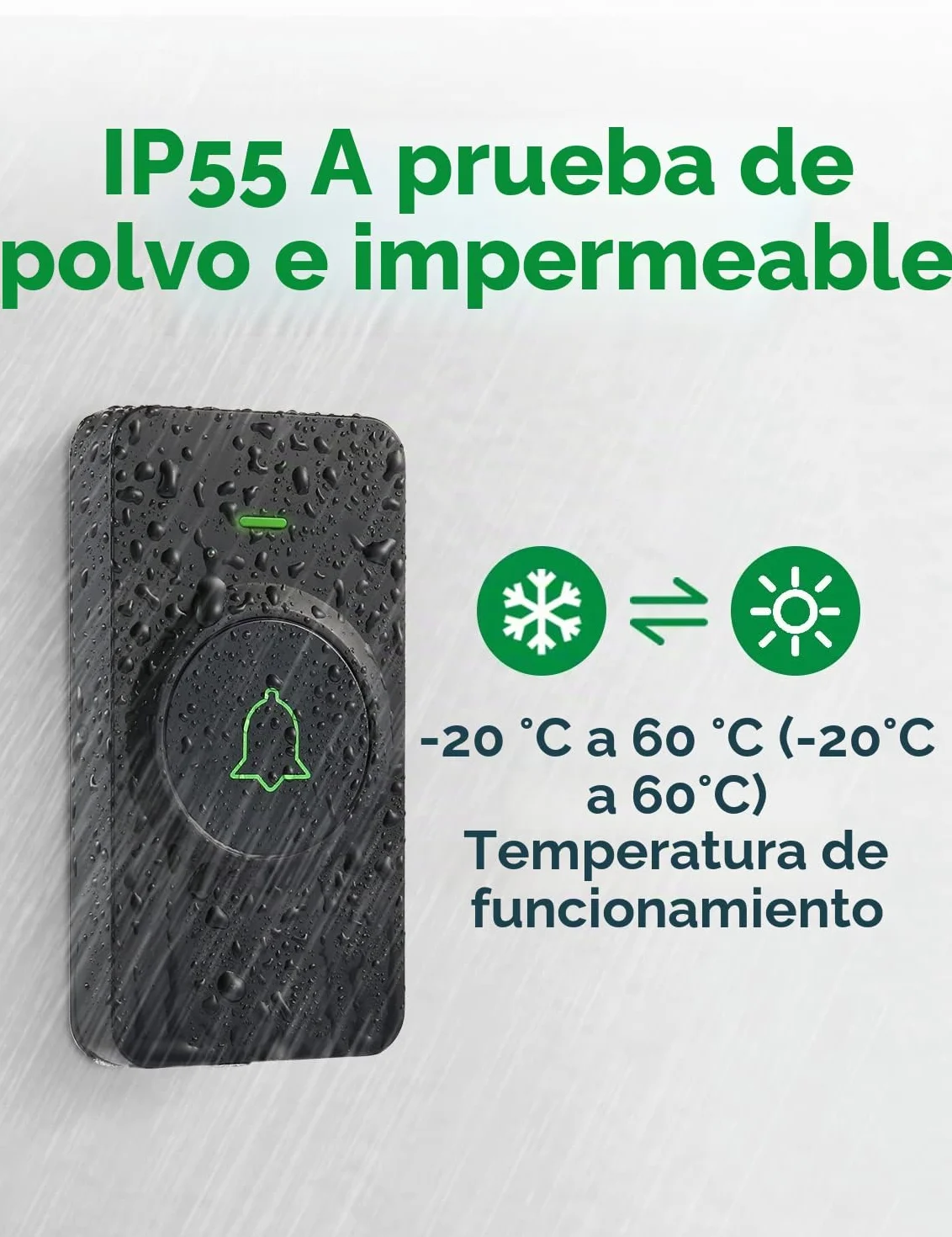 AVANTEK Waterpoof Timbre de puerta inalámbrico, funciona con pilas, funciona a 1000 pies, kit de timbre portátil con 52 melodías, 5 niveles de volumen y sonido de calidad de CD