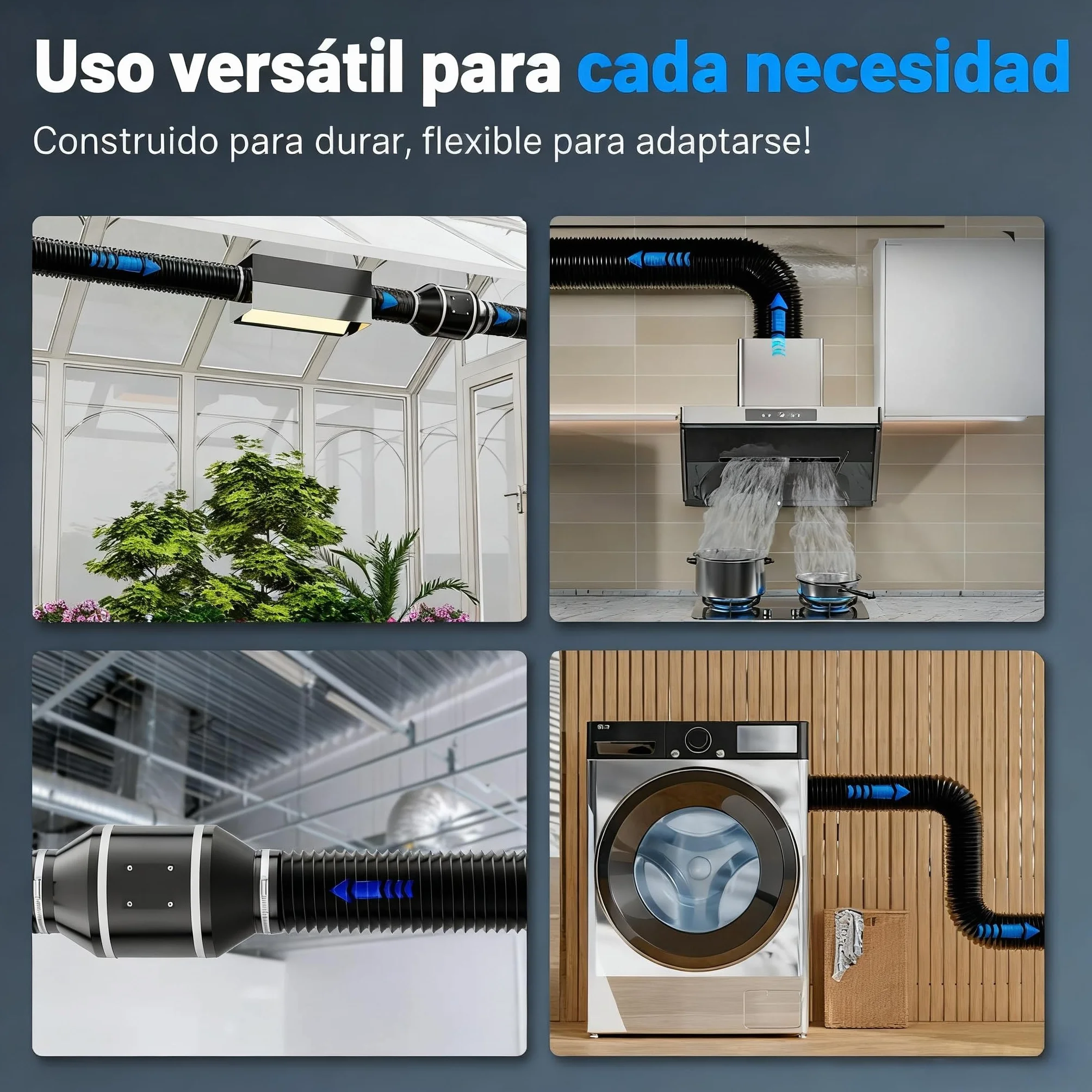 Tubo Ventilación 150mm 5m Negro, Tubo Flexible Aluminio 5 Capas, Silencioso y Resistente al Calor, con Abrazaderas, para Aire Acondicionado Portátil, Cocina, Extractor y Ventilación