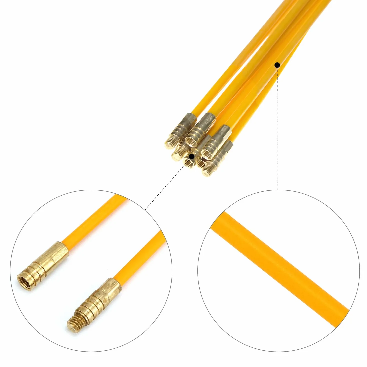 QWORK® 10 Piezas Guia Pasacables Fibra de Vidrio, Extractor de Cables con Gancho, 33 CM Juego de Varillas de Cable