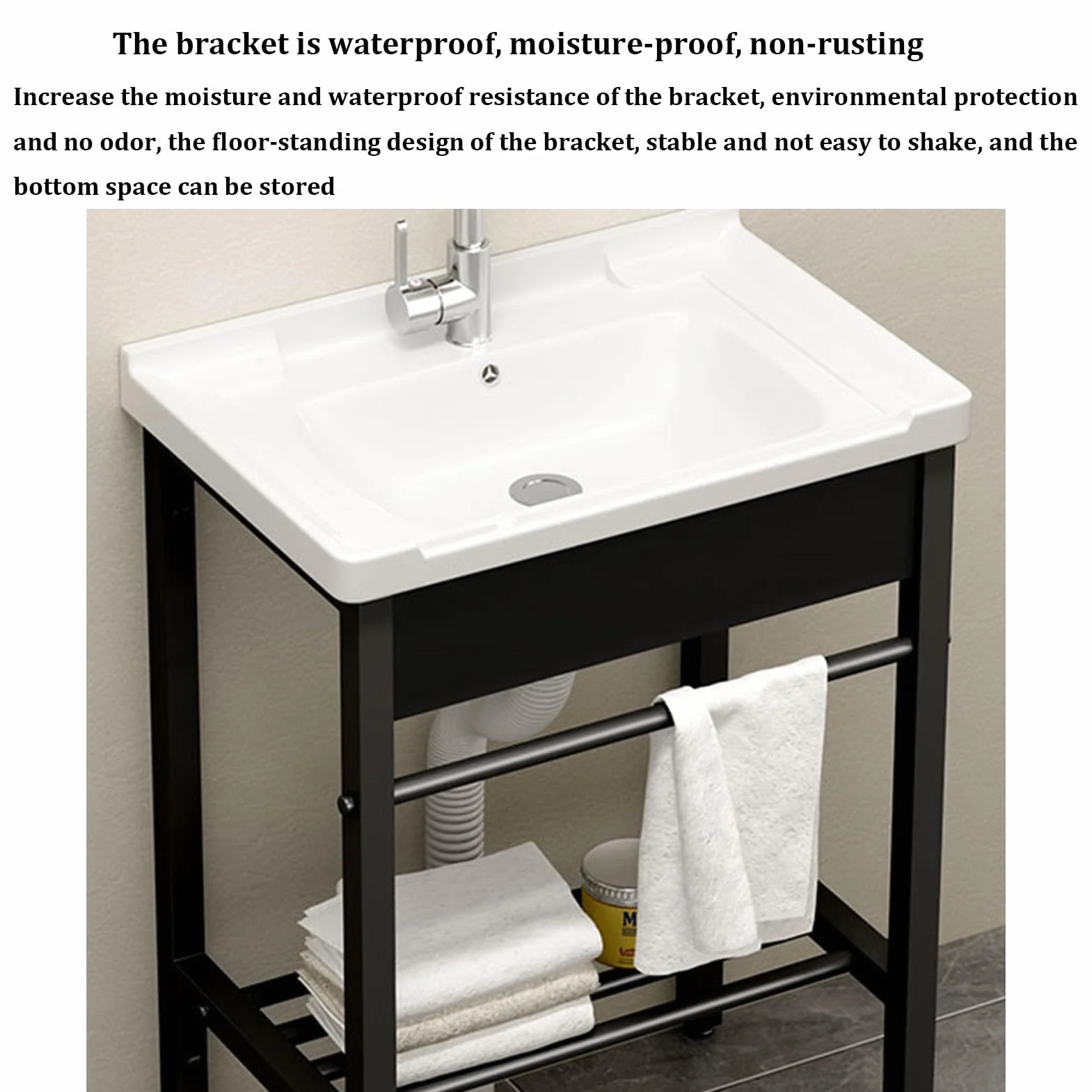 Lavabo Pequeño de Cerámica Rectangular de Pie para Baño，Lavabo para Uso En Interiores Y Exteriores con Grifo Y Desagüe，Lavabo Moderno Art con Rebosadero，para Comedor