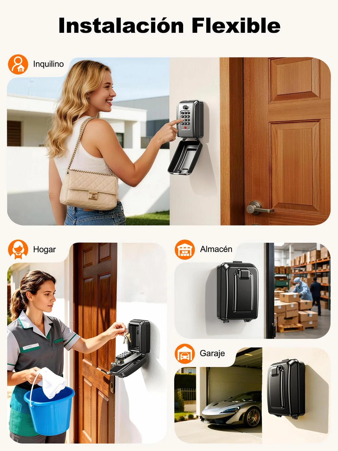 ISEYOU Caja Fuerte para Llaves con Código, 12 Teclas, Caja de Seguridad Exterior de Pared, Metálica Resistente a la Intemperie, Negra