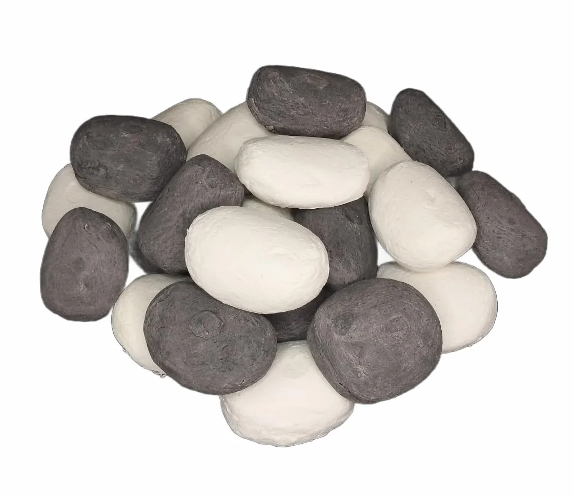 Repuestos de piedras de cerámica para estufas de gas COALS 4 YOU, 7 blancas 8 grises, 14x21x14 cm