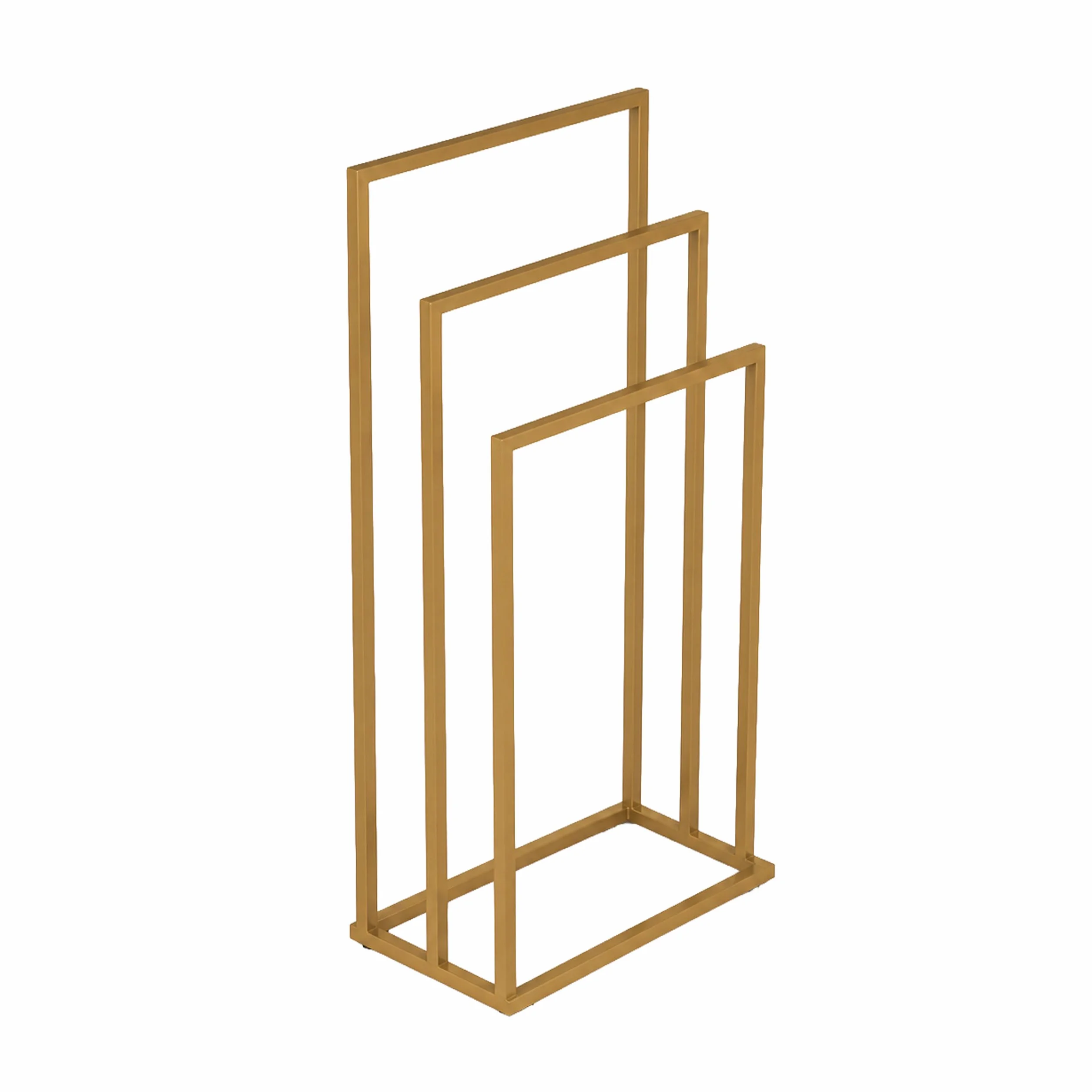Toallero de pie de metal, moderno para baño, toallero de pie, soporte de baño con barras desplazadas, para baño, lavandería y spa (dorado, 3 barras)