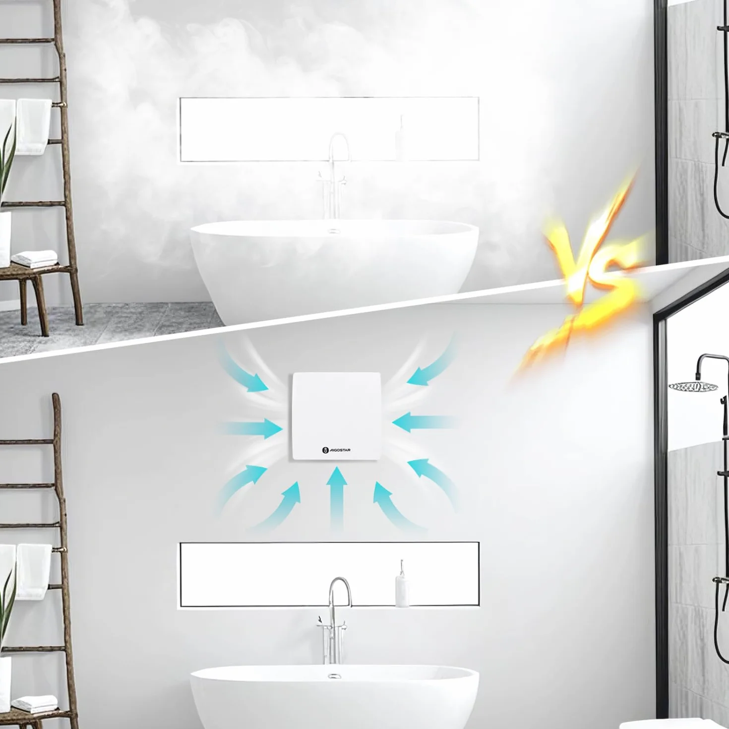 Aigostar Extractor de Baño 150mm, Extractor de Aire Silencioso 18W con Válvula Anti retorno