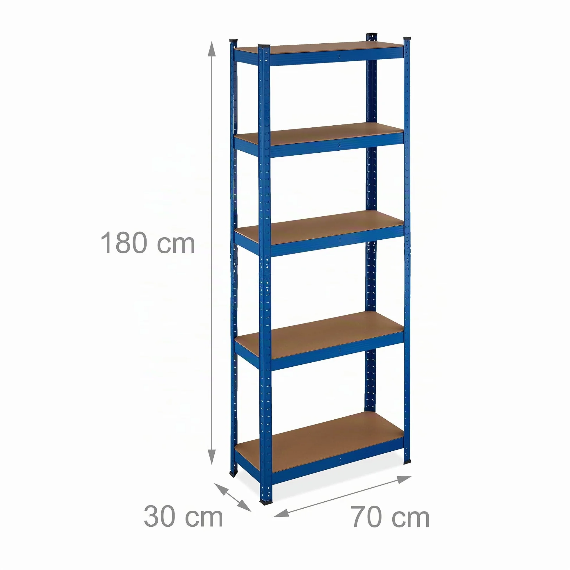 Relaxdays Estantería Metálica Cargas Pesadas, 180x70x30 cm, hasta 500 kg, 5 Baldas, para Sótano o Trastero, Acero, Azul
